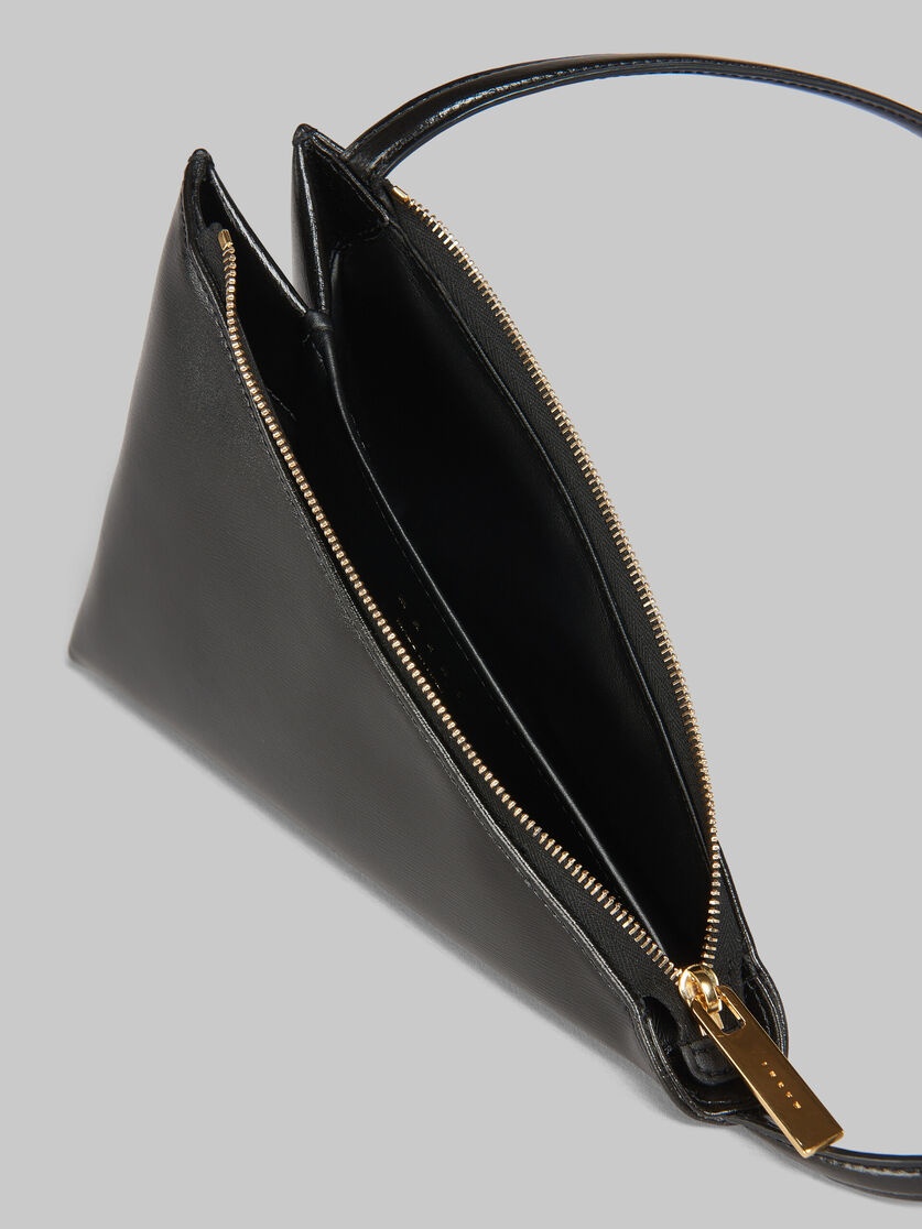 BLACK LEATHER PRISMA TRIANGLE CROSSBODY BAG - 3