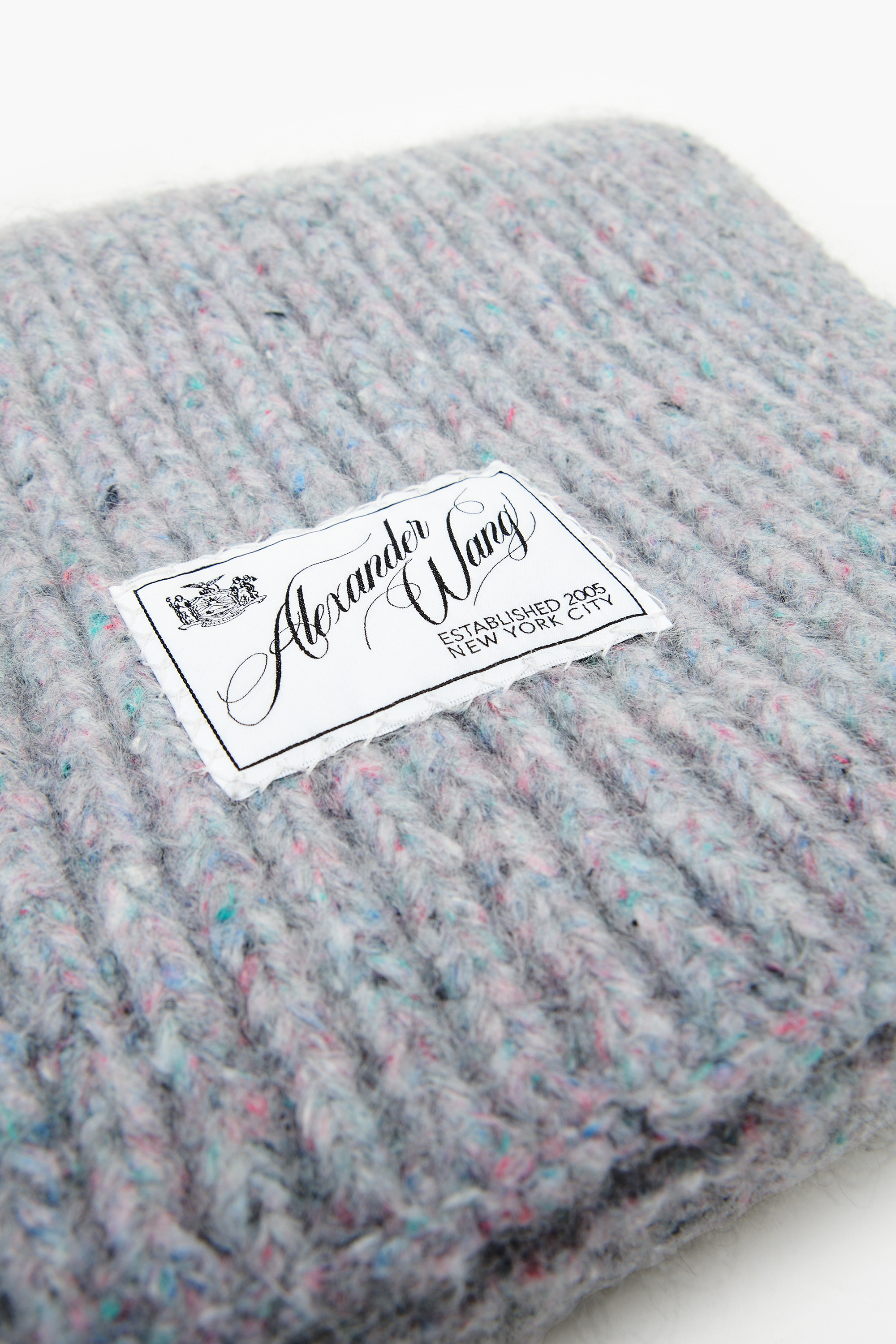 Grey Mouline Tweed Knit Scarf - 3