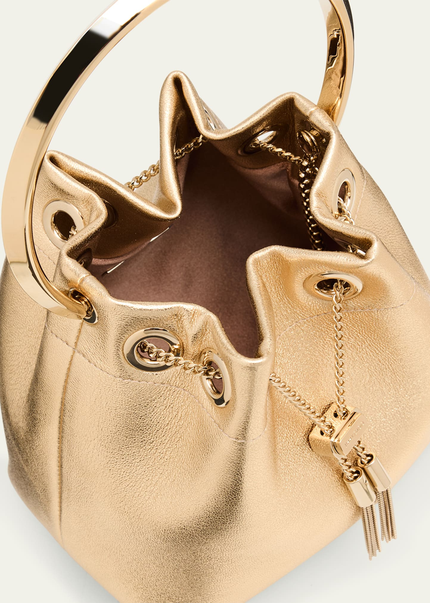 Micro Bon Bon Metallic Nappa Leather Bucket Bag - 4