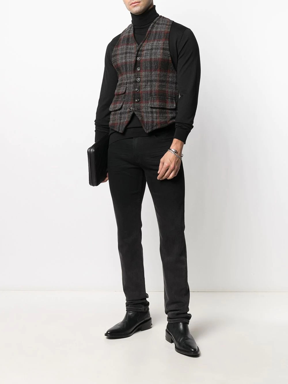 checked wool waistcoat - 2