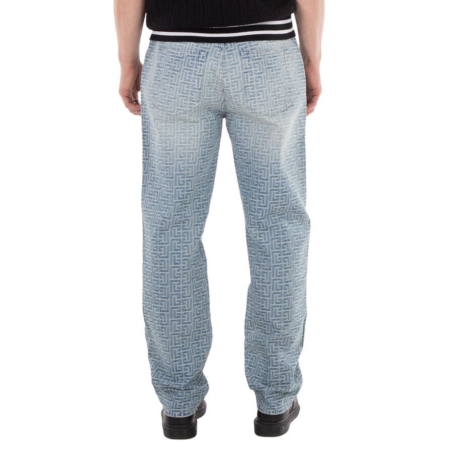 Balmain Monogrammed Jacquard Denim Jeans - 3
