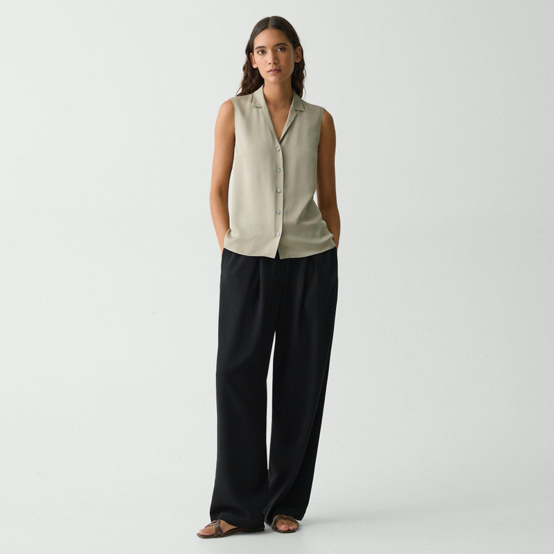 Theory Camp Collar Blouse in Silk Georgette outlook