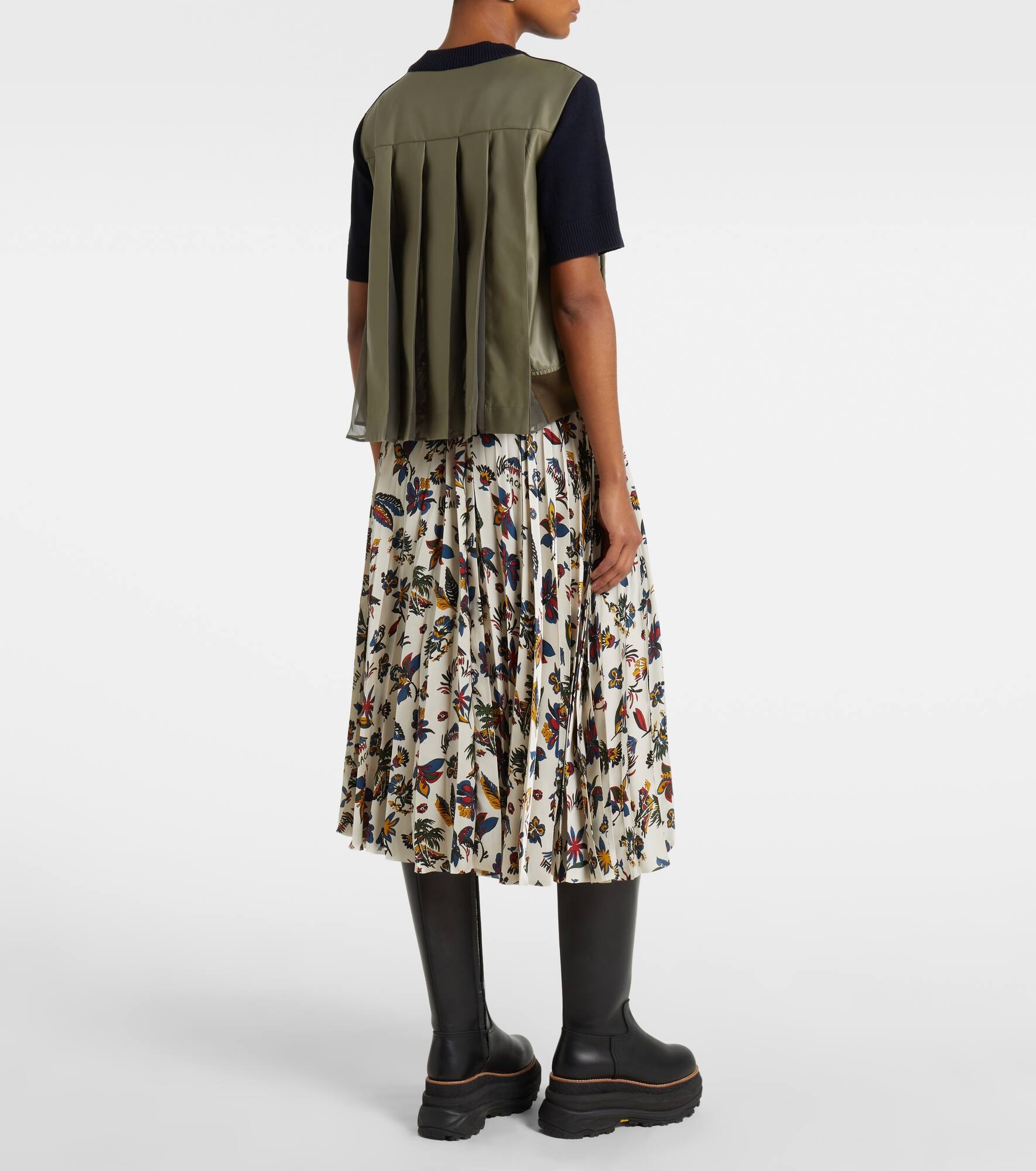 Paneled cotton-blend T-shirt - 3