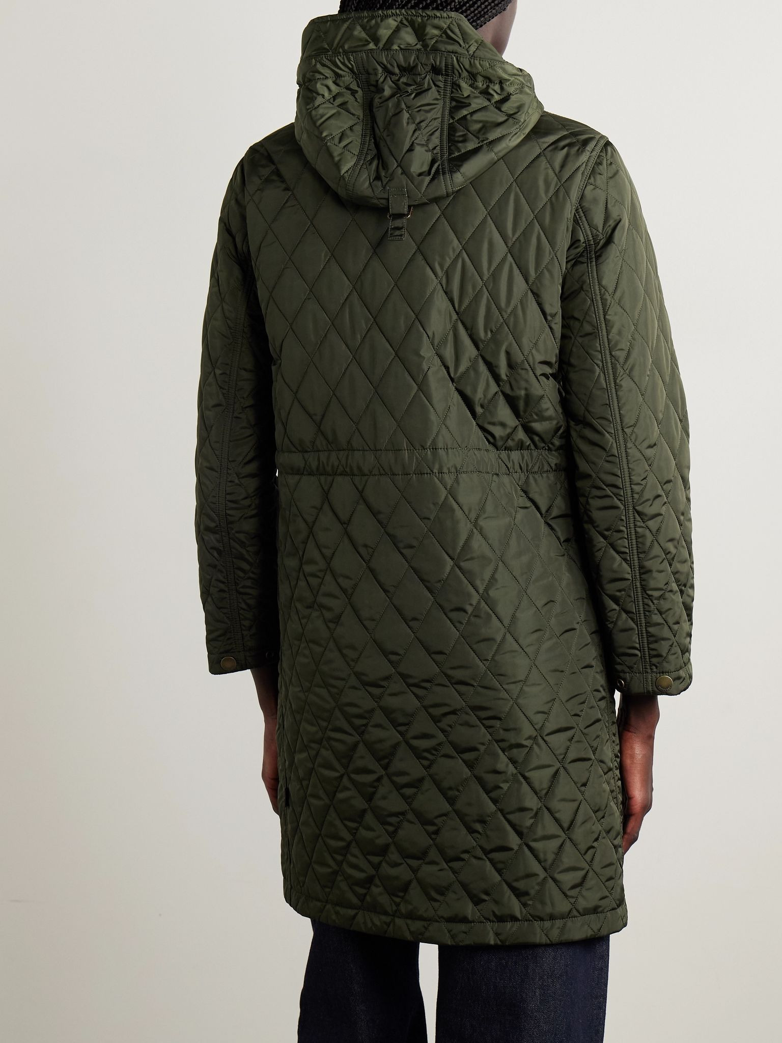 Hooded quilted shell jacket Dark green - 4
