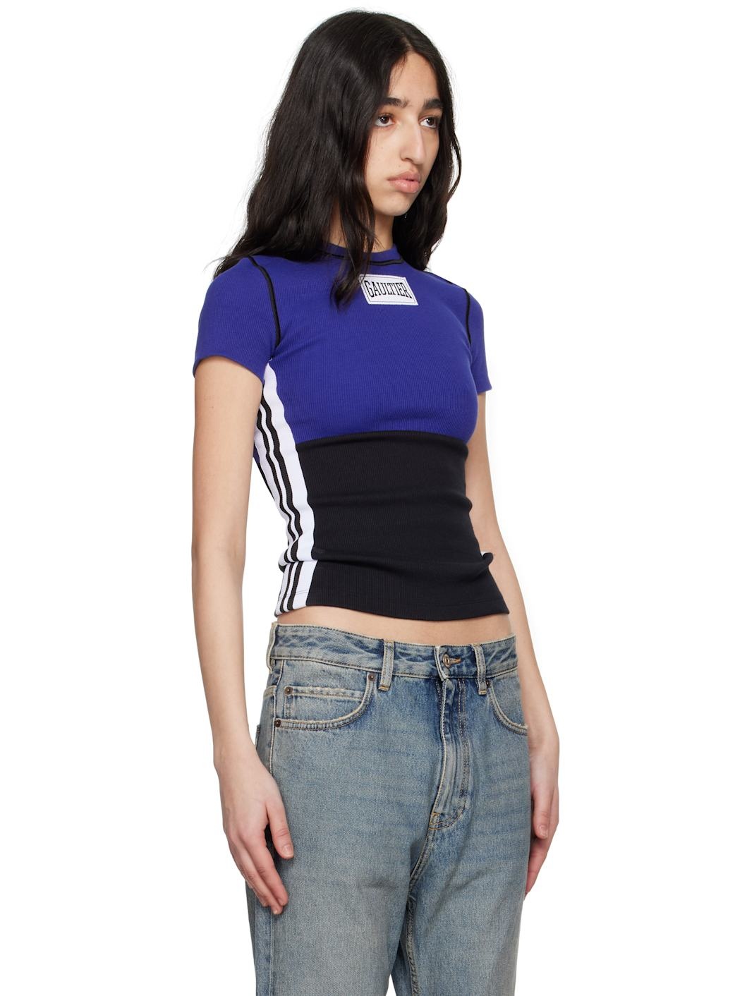 Blue & Black 'The Color-Block' T-shirt - 2