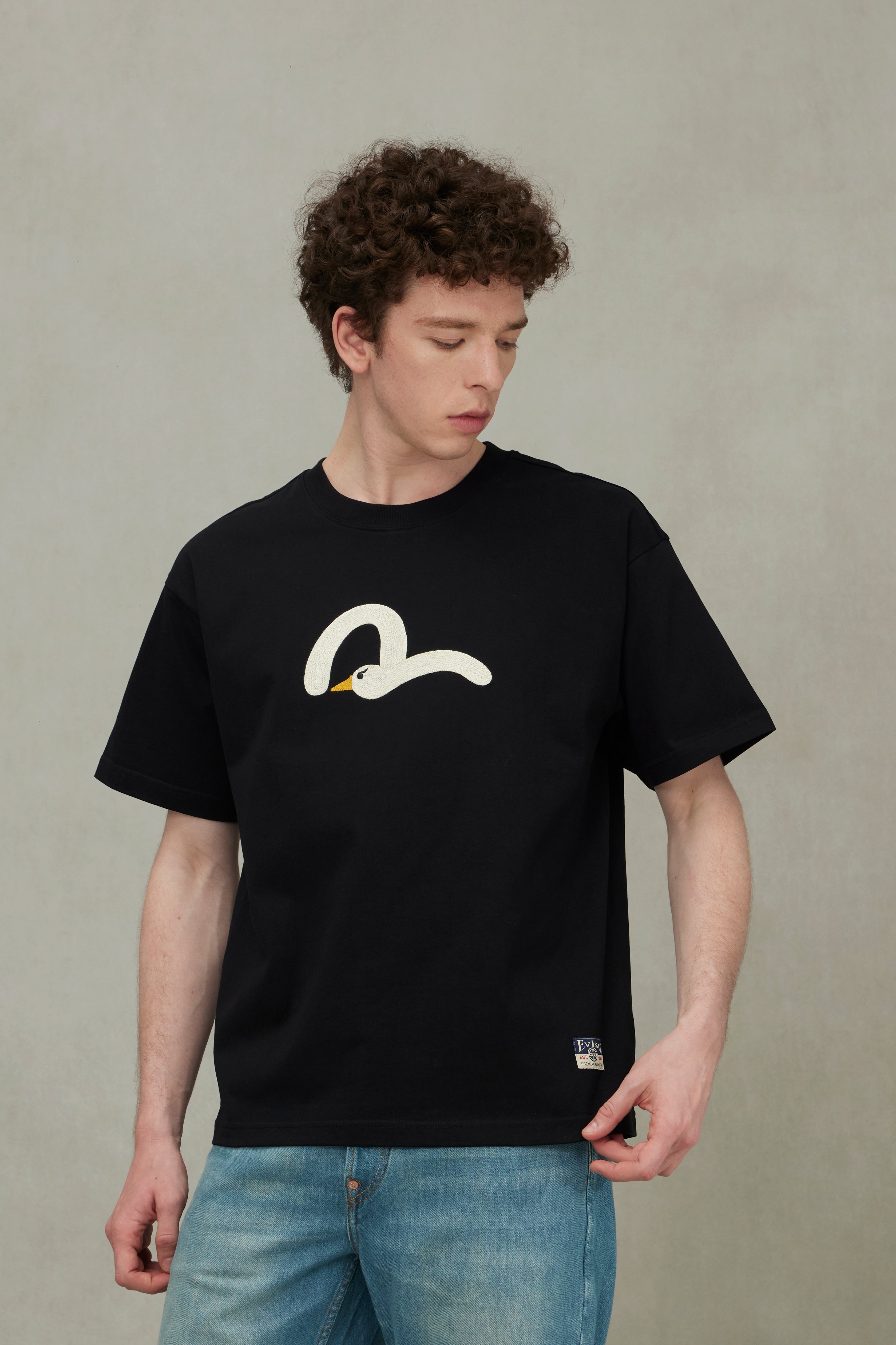 Playful Seagull Embroidery Relax Fit T-Shirt - 5
