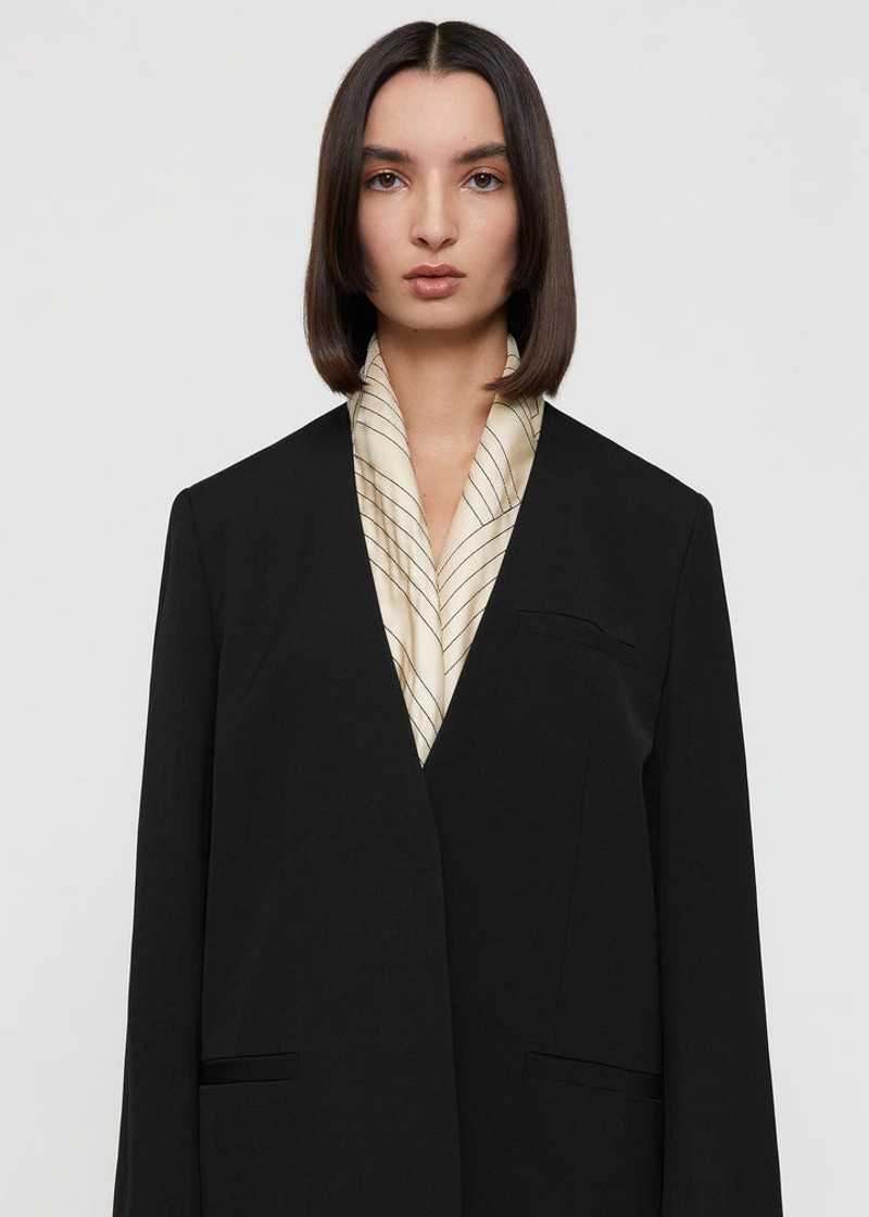 Striped embroidered monogram silk scarf creme 5