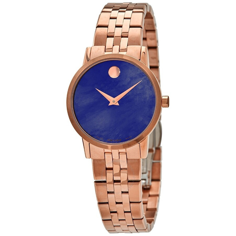 Movado Museum Quartz Blue Mother of Pearl Dial Ladies Watch 0607354 - 1