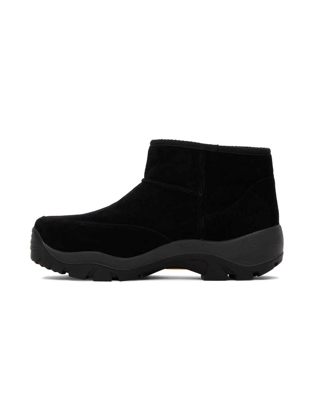 Black Treaded Shearling Boots - 3