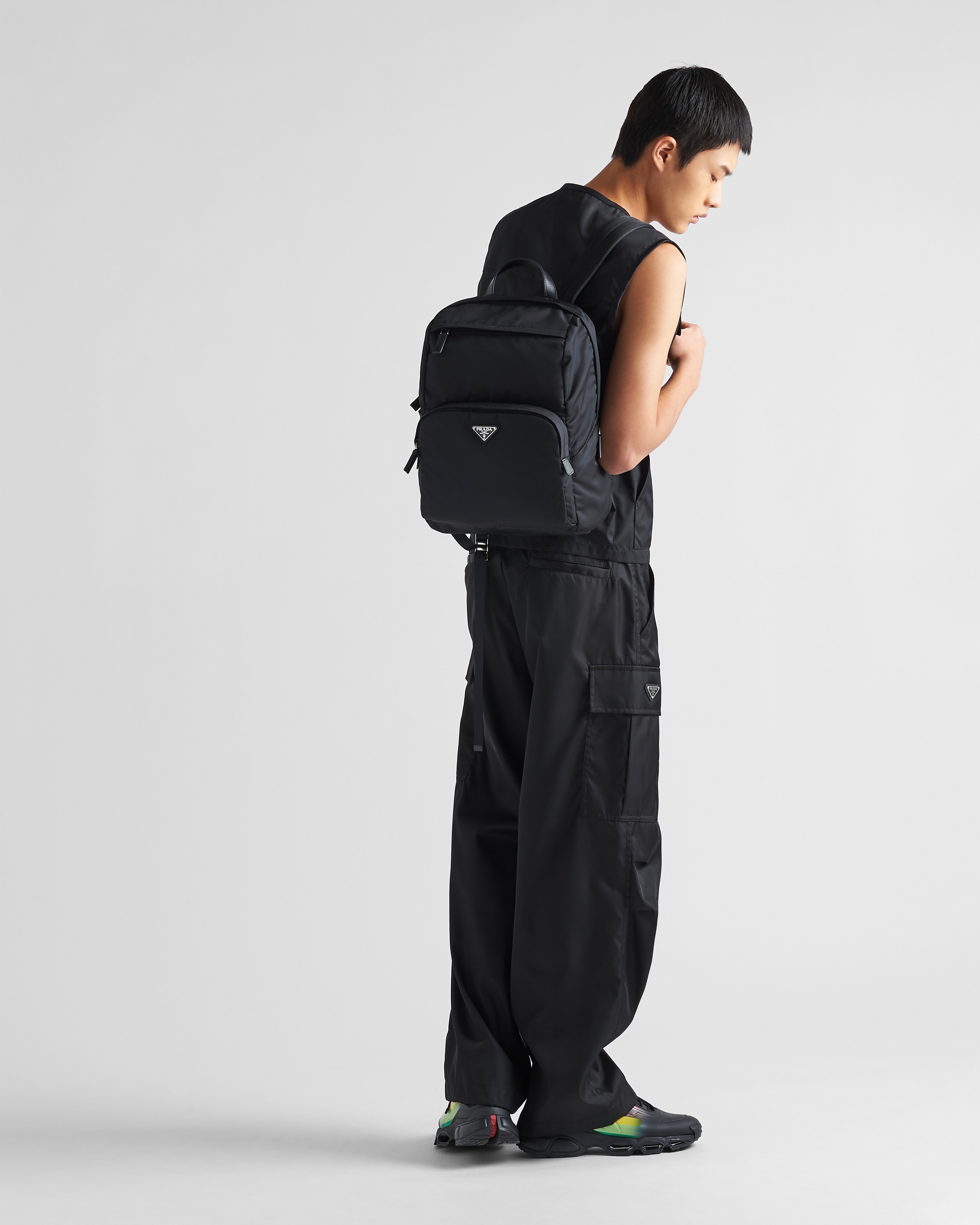 Re-Nylon and Saffiano leather backpack - 2