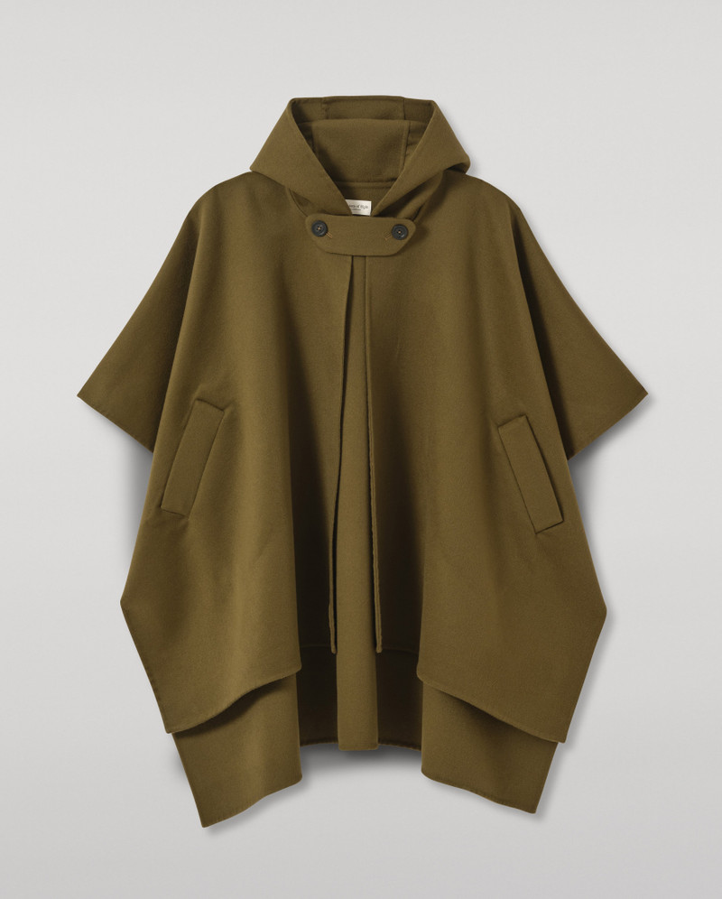 Hoolie Olive Green Hooded Cashmere Cape 1