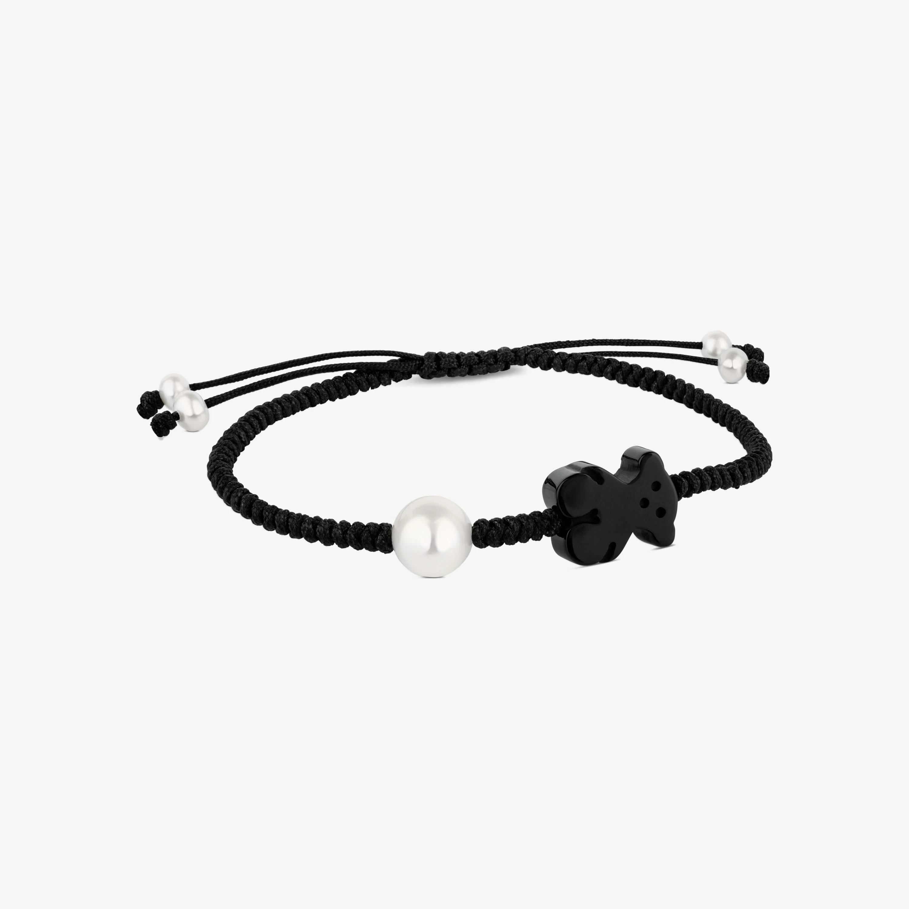 Onyx and pearl Tibet Bracelet with Bear motif - 1