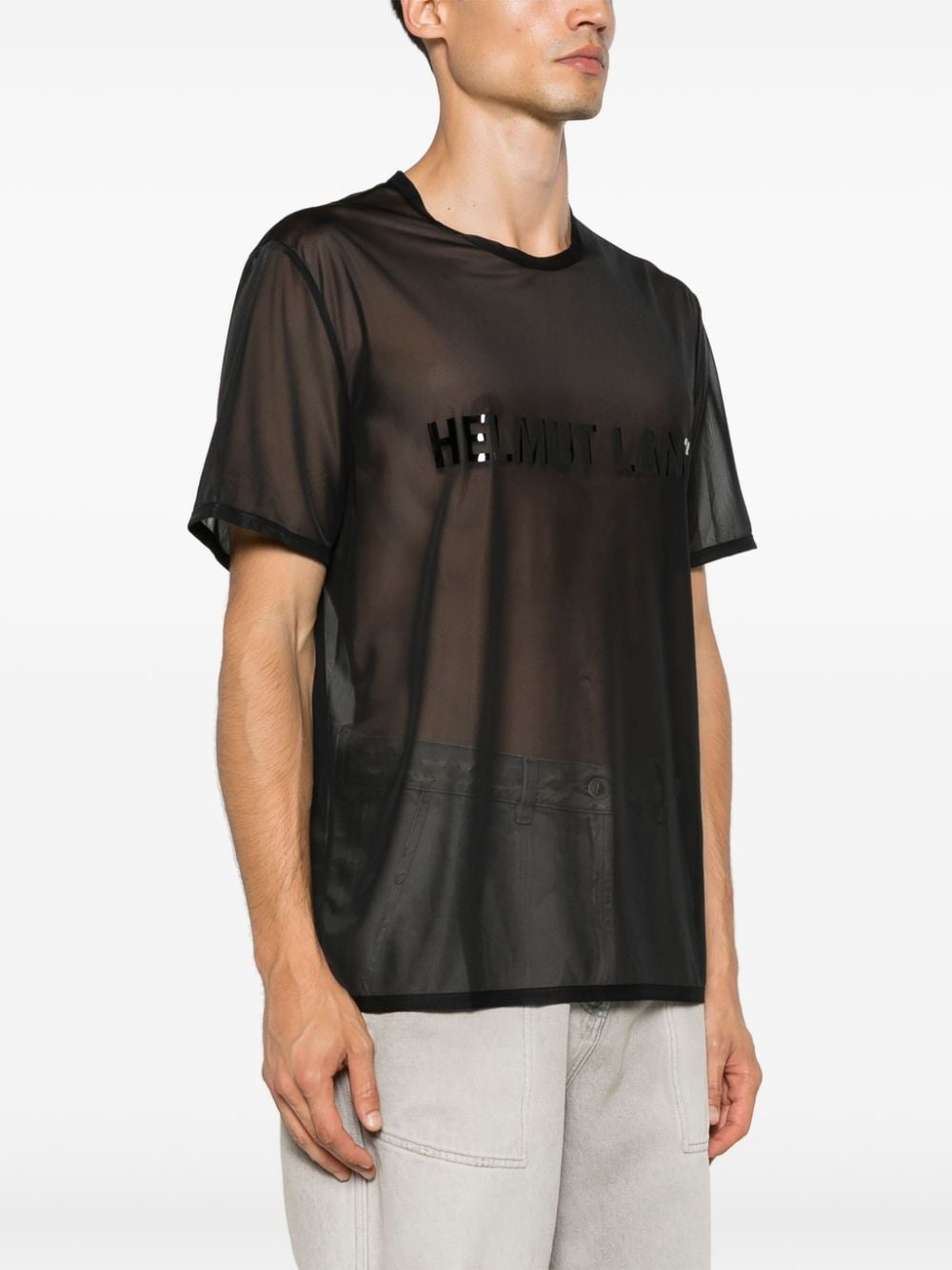 logo-appliquÃ© sheer T-shirt - 4