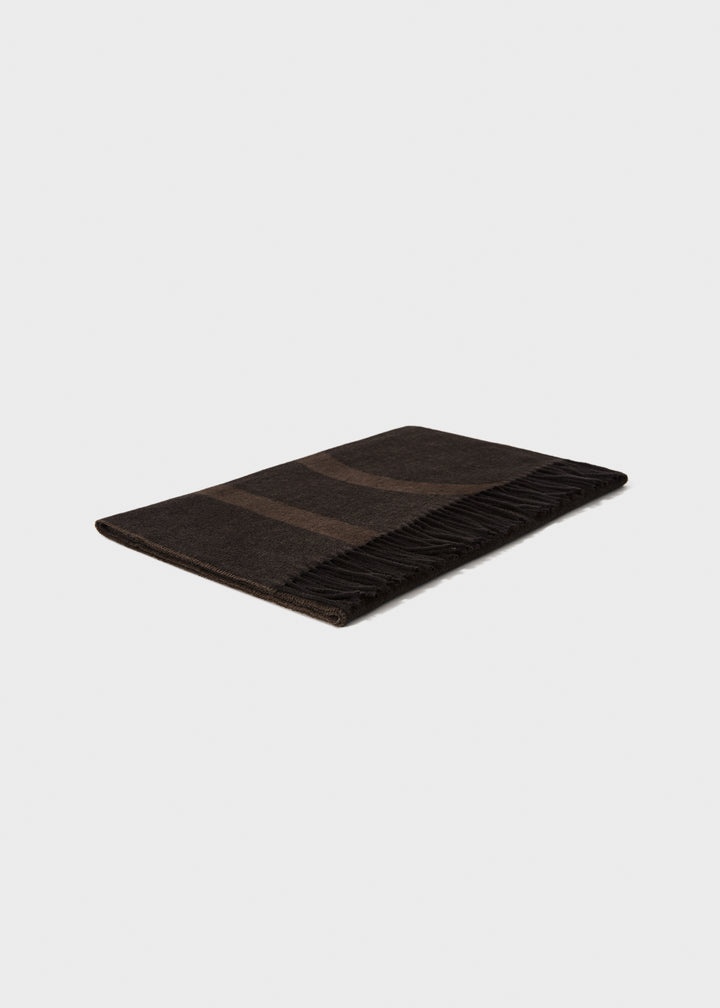 Monogram jacquard wool scarf dark brown - 5