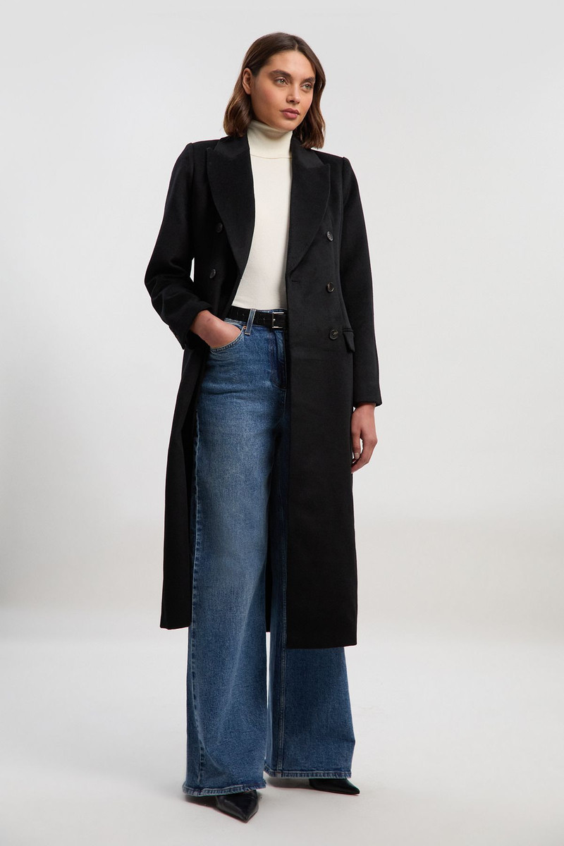 KAREN MILLEN Brushed Wool Double Breasted Tailored Midi Coat outlook