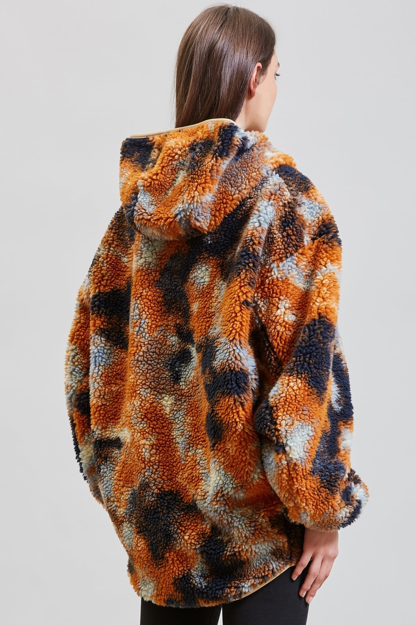 OVERSIZED ZIP-UP FLEECE HOODIE - RUST CAMO | R13 - 5