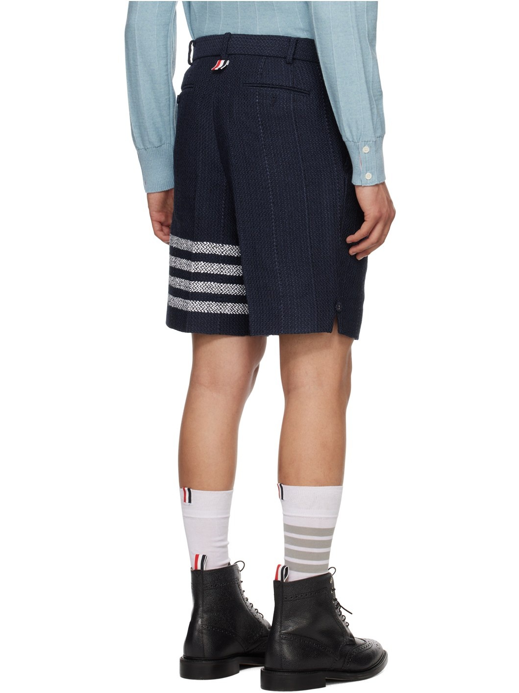 Navy 4-Bar Sack Shorts - 3