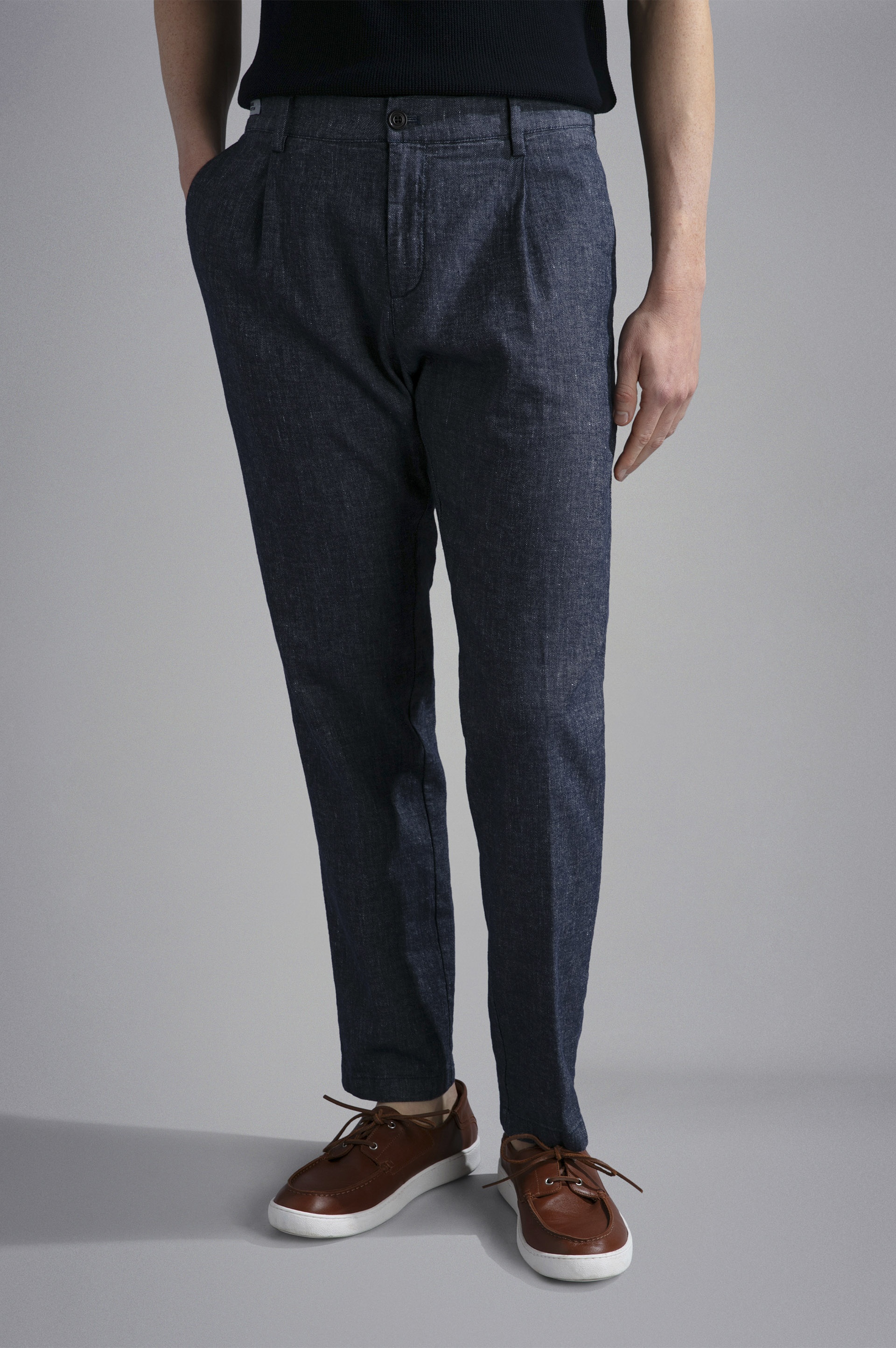 LINEN E COTTON STRETCH CHINO TROUSERS - 6