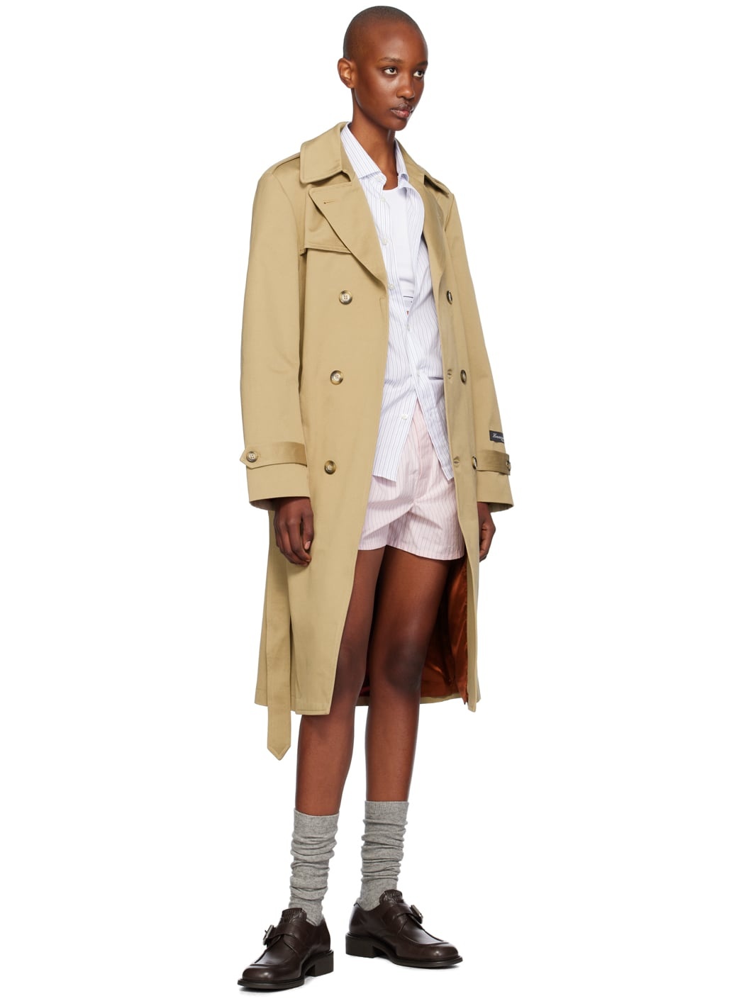 Beige Classic Trench Coat - 5