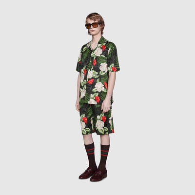 GUCCI Hawaiian print bowling shirt outlook