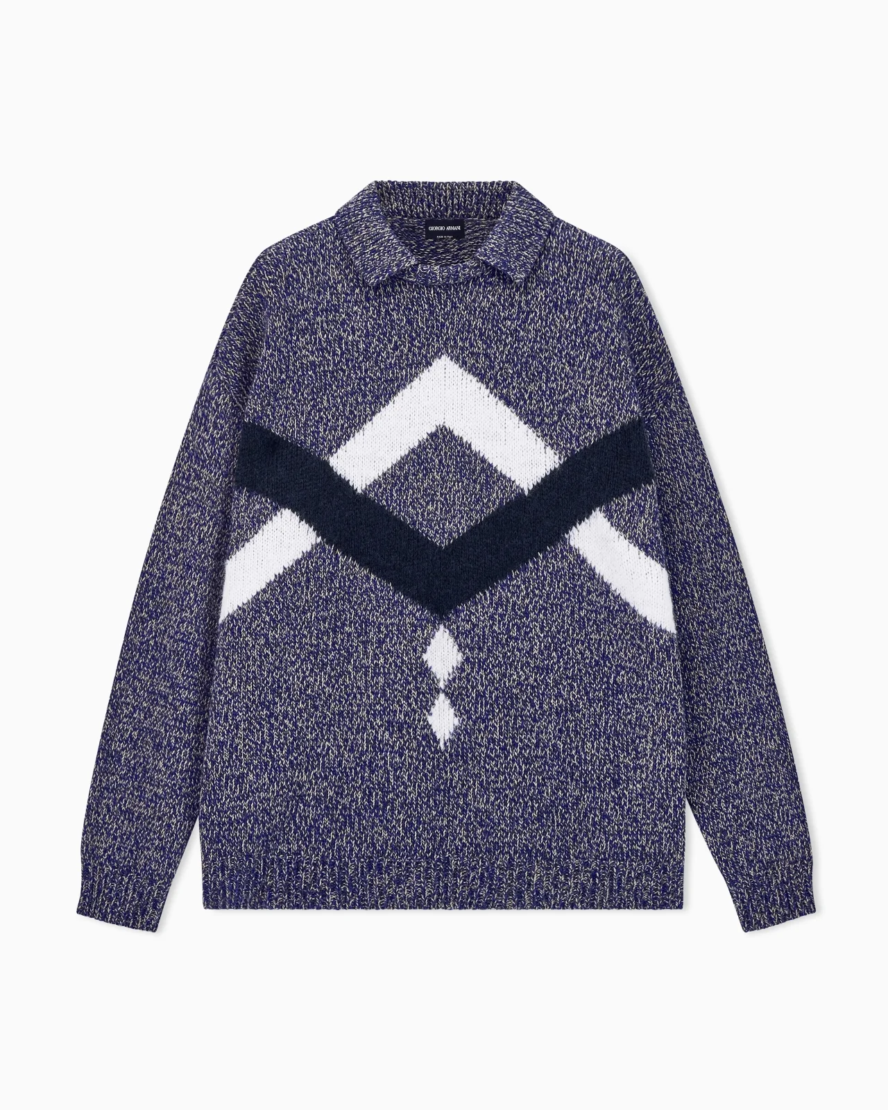 SWEATER OVERSIZED INTARSIA IN ALPACA AND VIRGIN WOOL - 1
