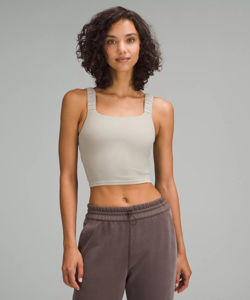 Ruched-Strap Cropped Keyhole Tank Top *Light Support, B/C Cup 1