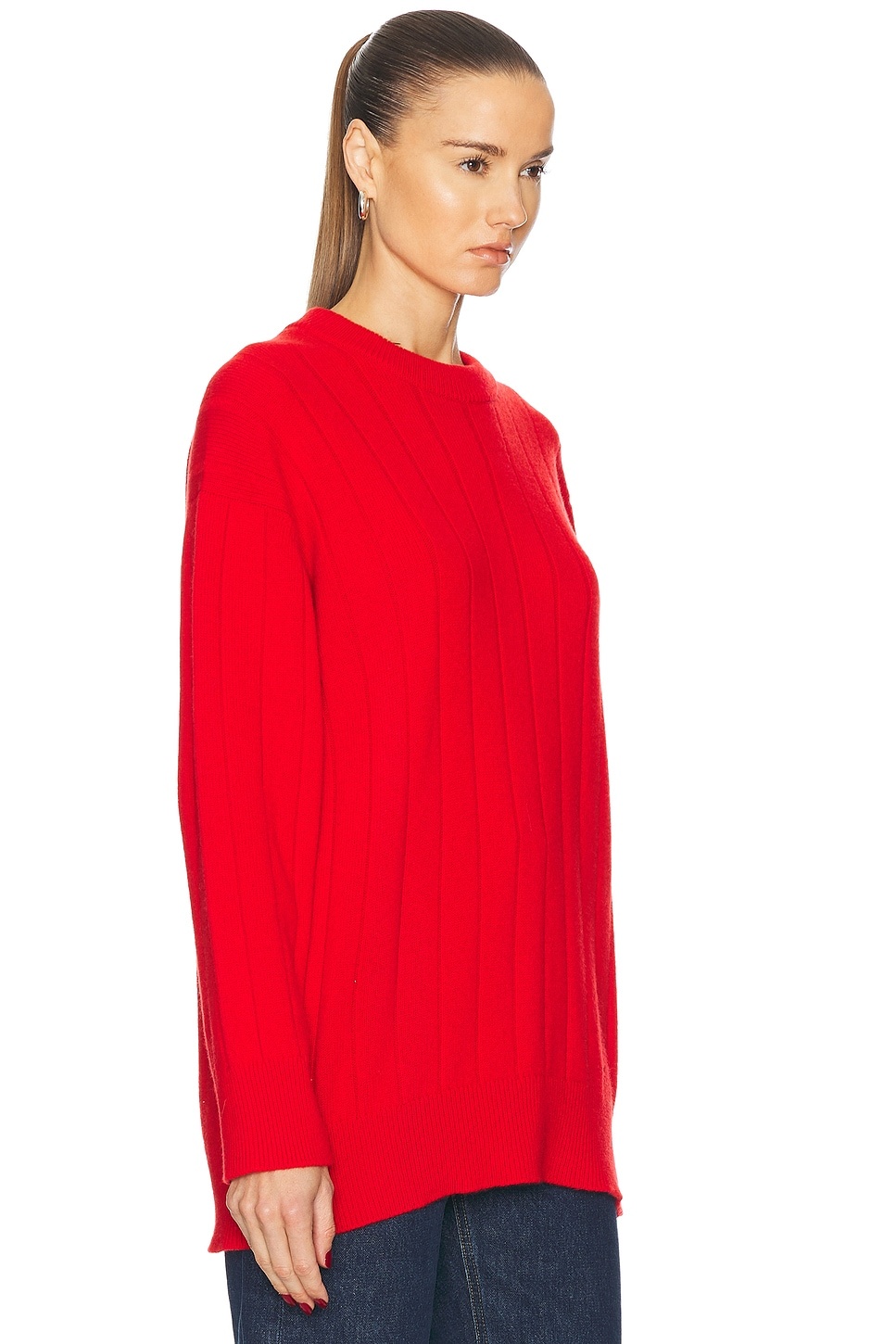 Mock Rib Crewneck Long Sweater - 2