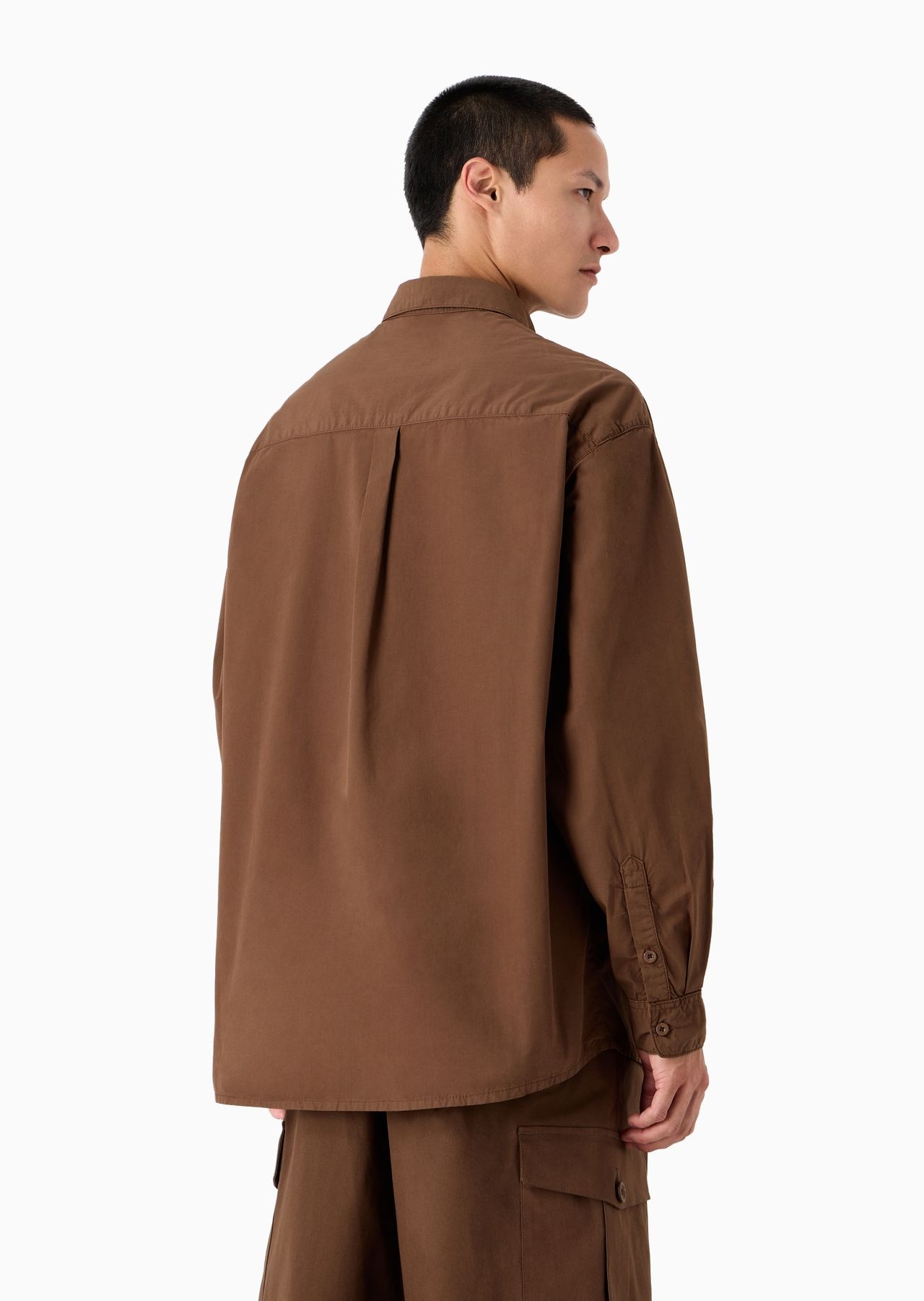 Emporio Armani Sustainability Values Capsule Collection garment-dyed organic poplin shirt with pocke - 3