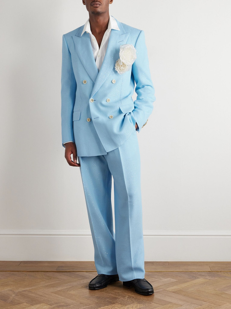 TOM FORD Straight-Leg Pleated Sequin-Embellished Wool-Blend Suit Trousers Light blue outlook
