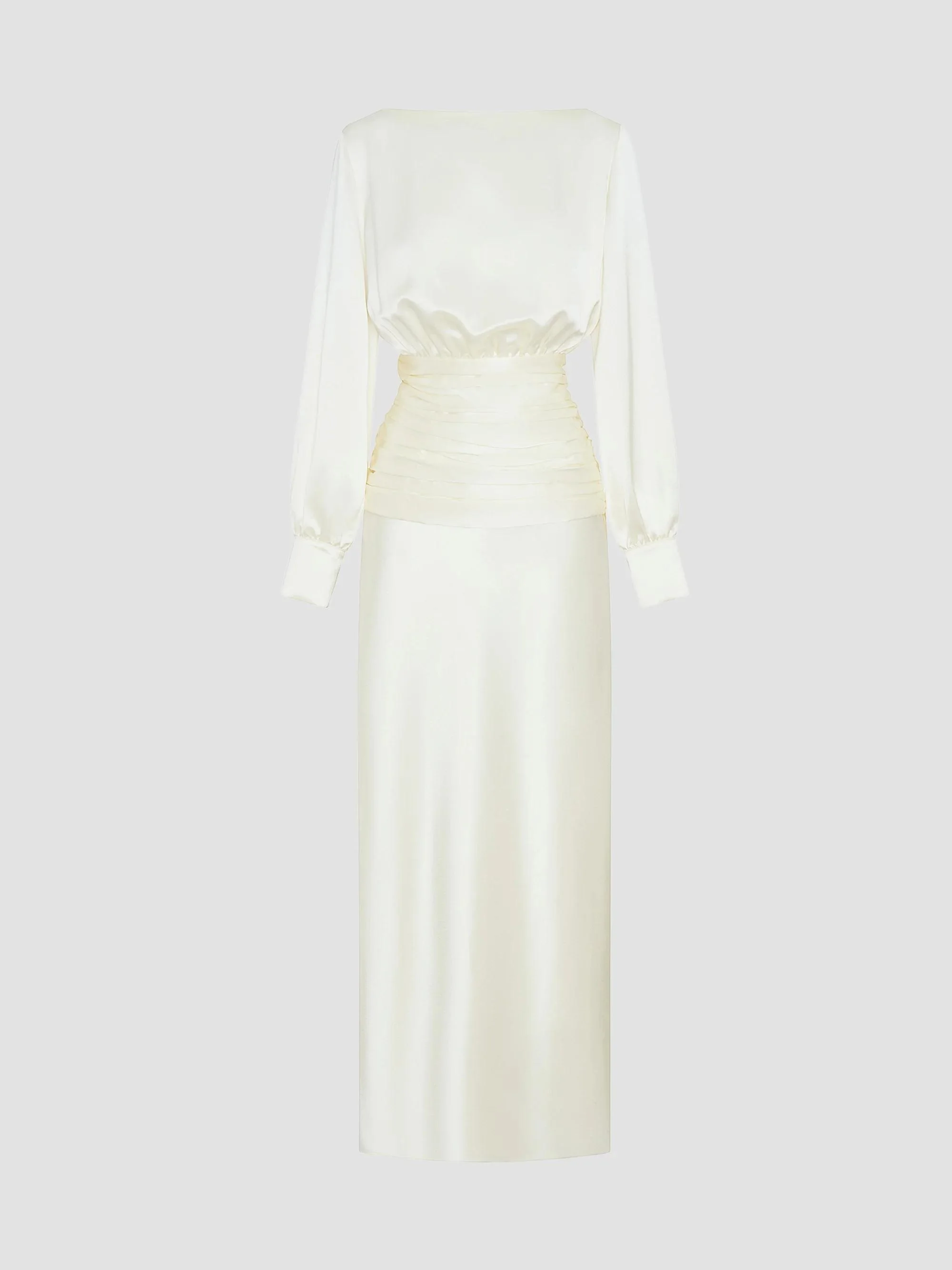 Women's Samina Shirred Satin Gown - Chalk - 1