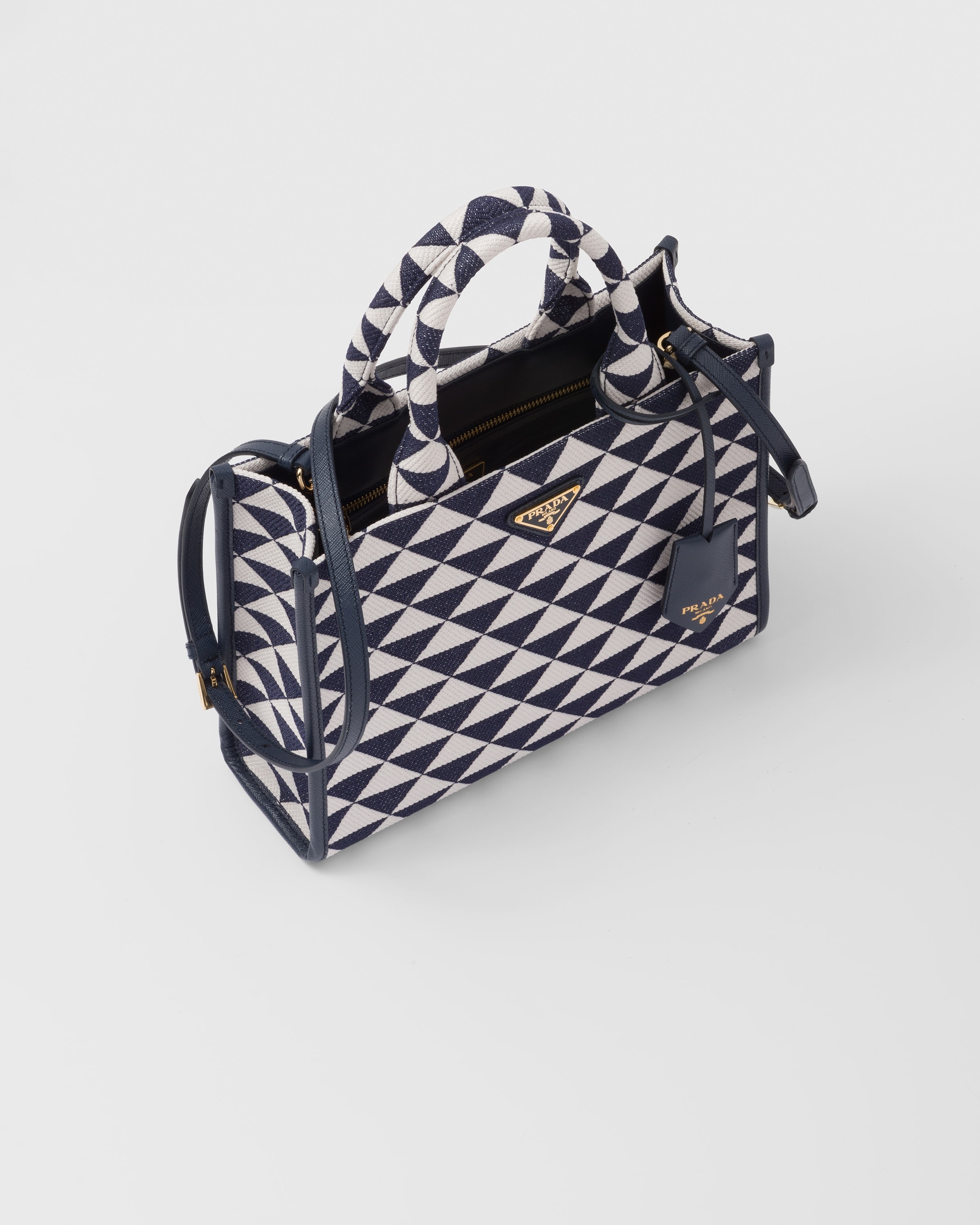 Prada Small Prada Symbole embroidered fabric handbag