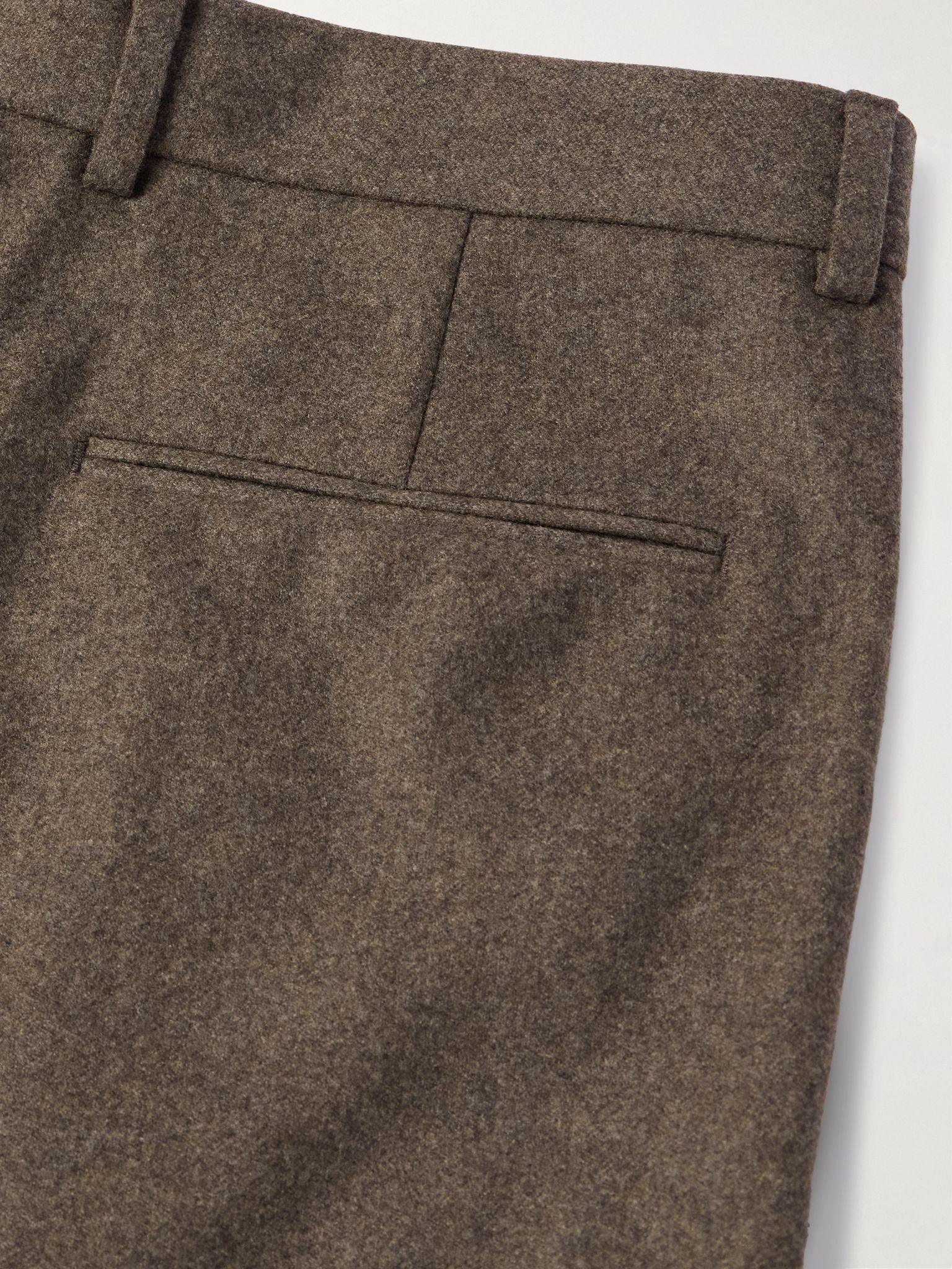 Straight-Leg Pleated Wool-Flannel Trousers Brown - 4
