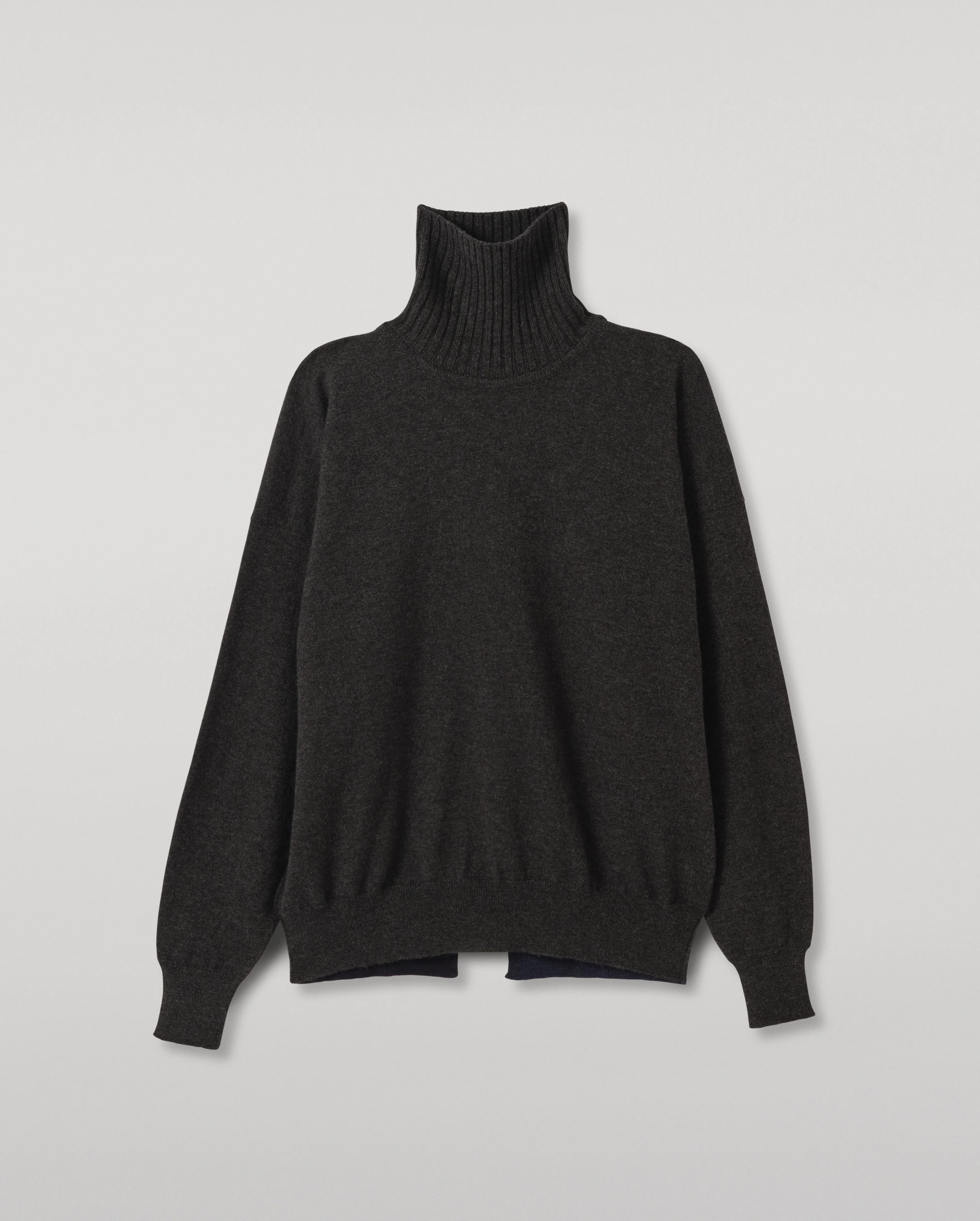 Jessie Roll Neck Charcoal Cashmere Jumper - 1