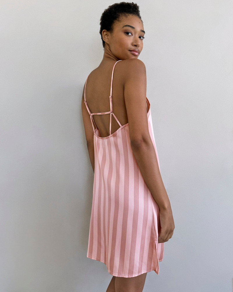 Cabana Stripe Satin Silk Chemise 4