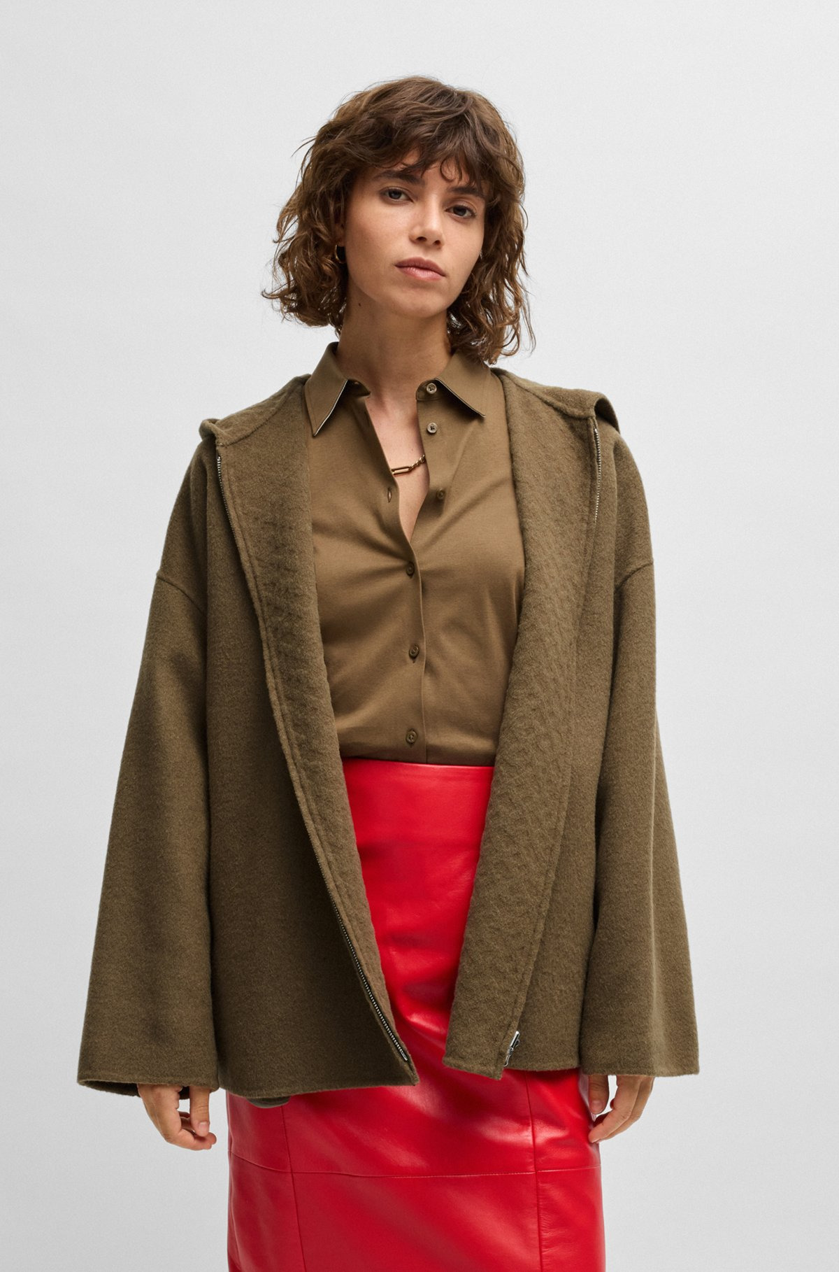 HOODED COAT IN DOUBLE-FACED WOOL - 2