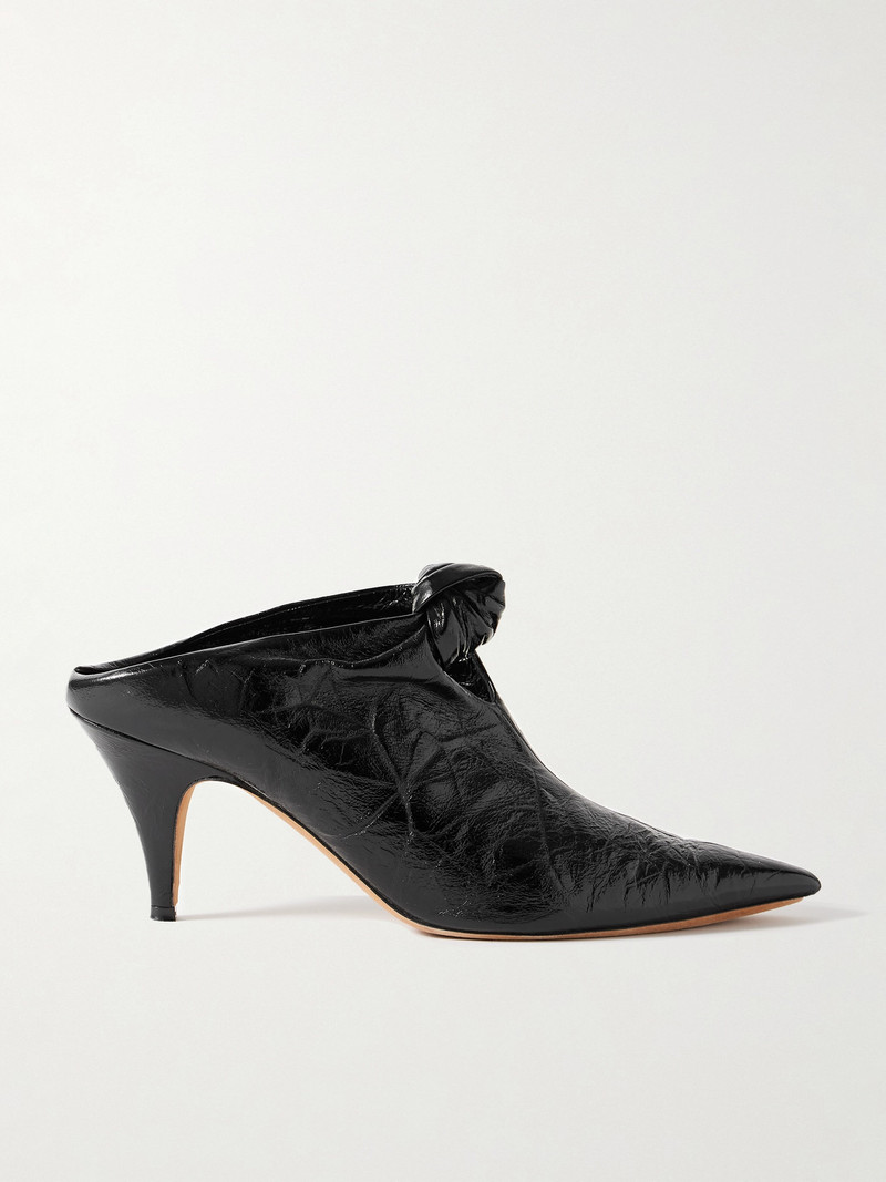 Rowan Knotted Crinkled-leather Mules - 1
