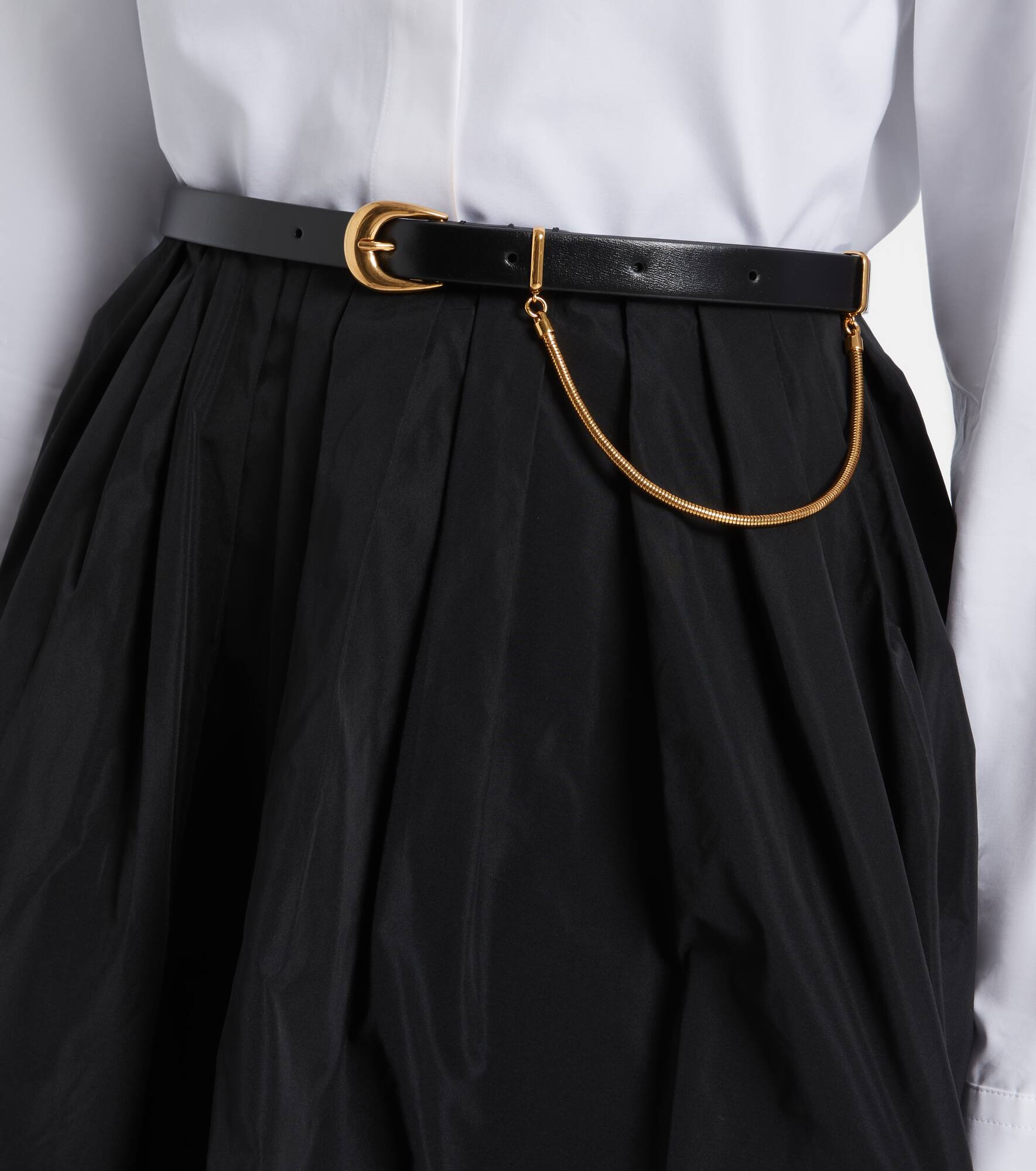 Curve chain-detail leather belt - 2