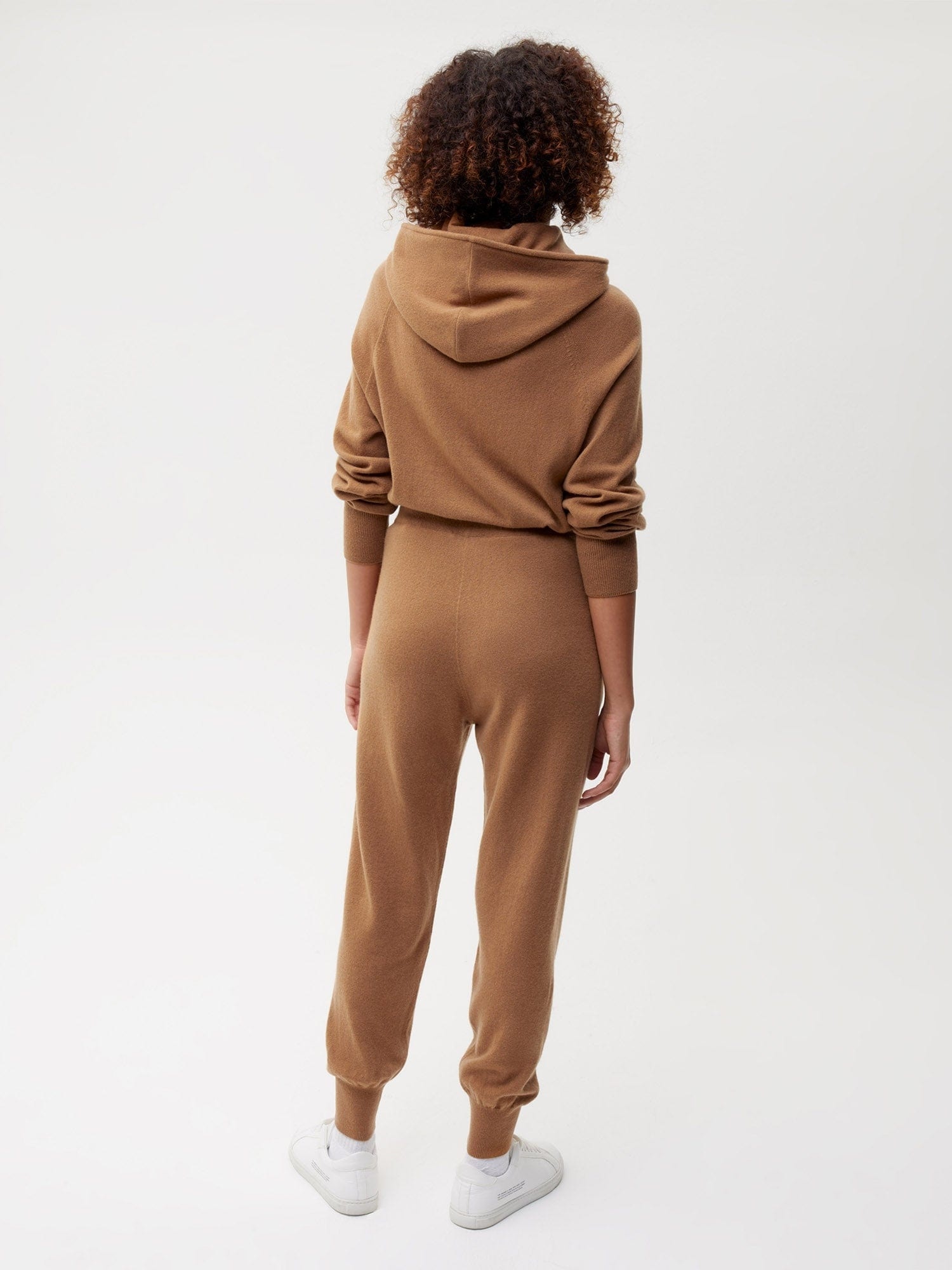 Womens Recycled Cashmere Track Pants - Camel - 3