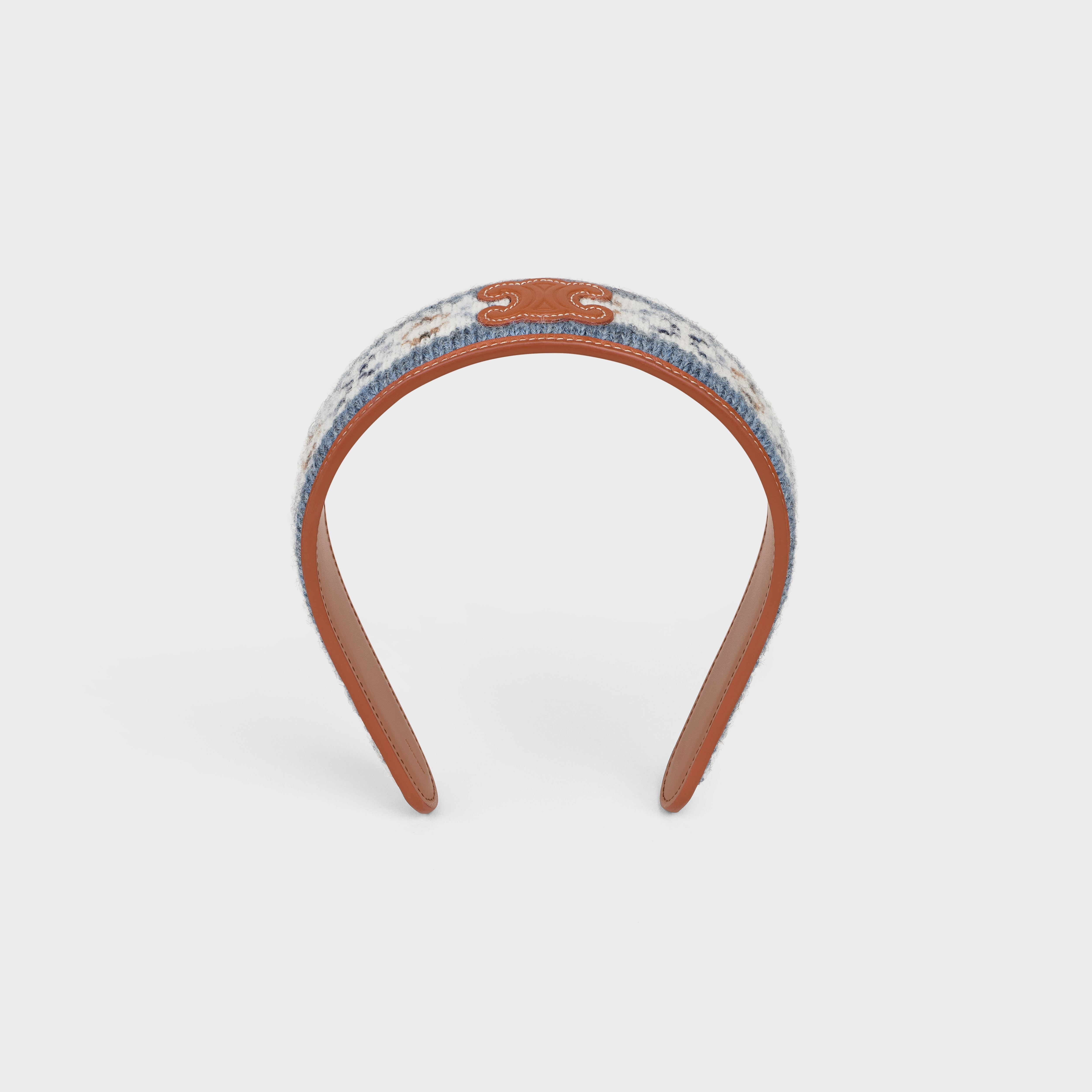 Triomphe Fair Isle Headband in Wool and Calfskin - 1