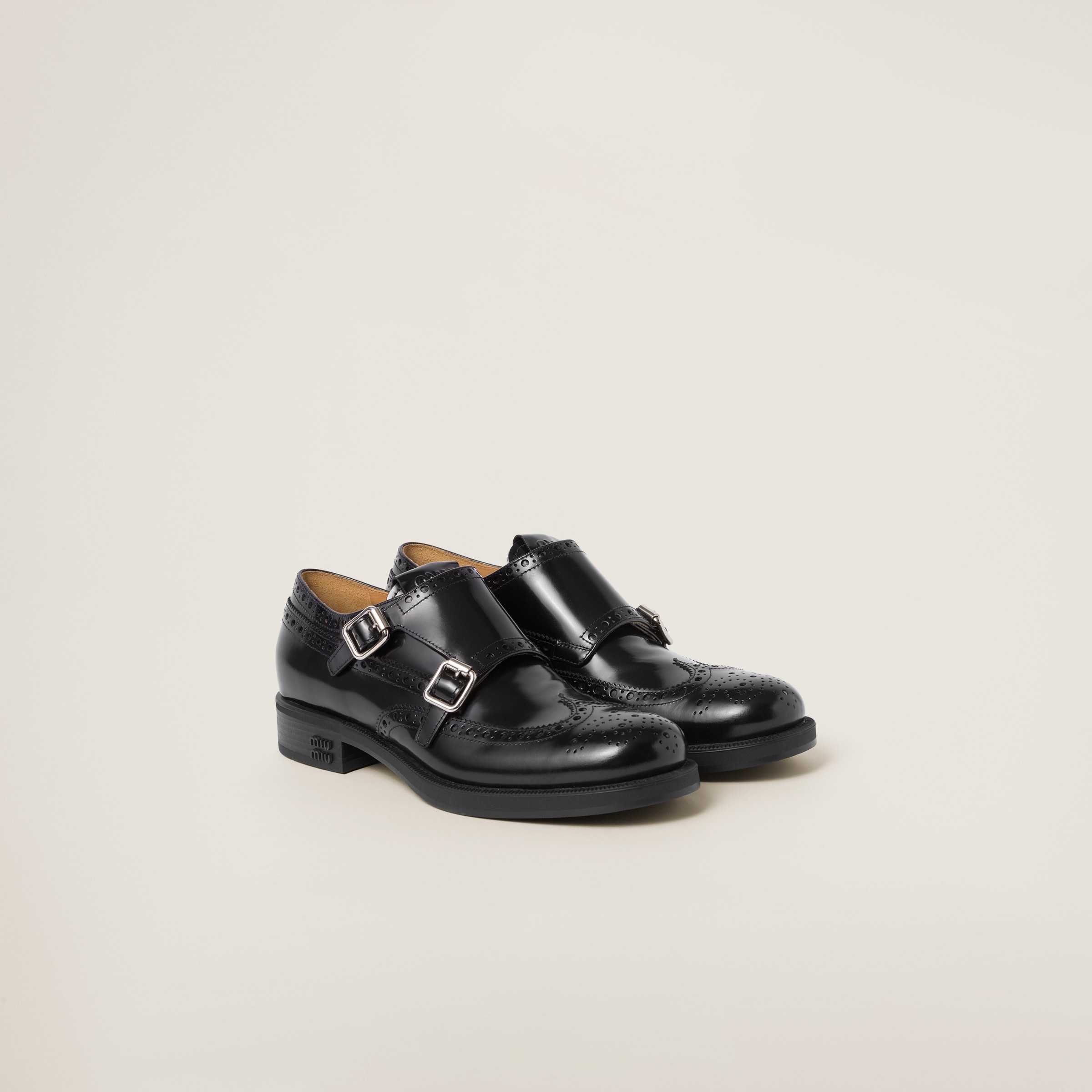 Church's X Miu Miu Brushed Leather Double Monk Brogue Shoes - 1