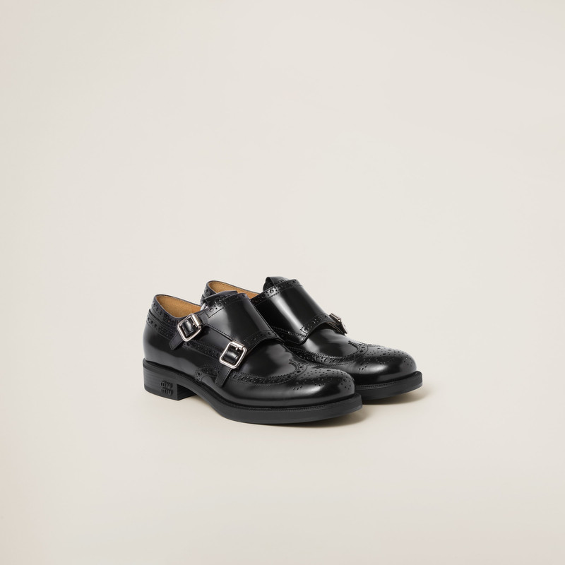Church's X Miu Miu Brushed Leather Double Monk Brogue Shoes 1