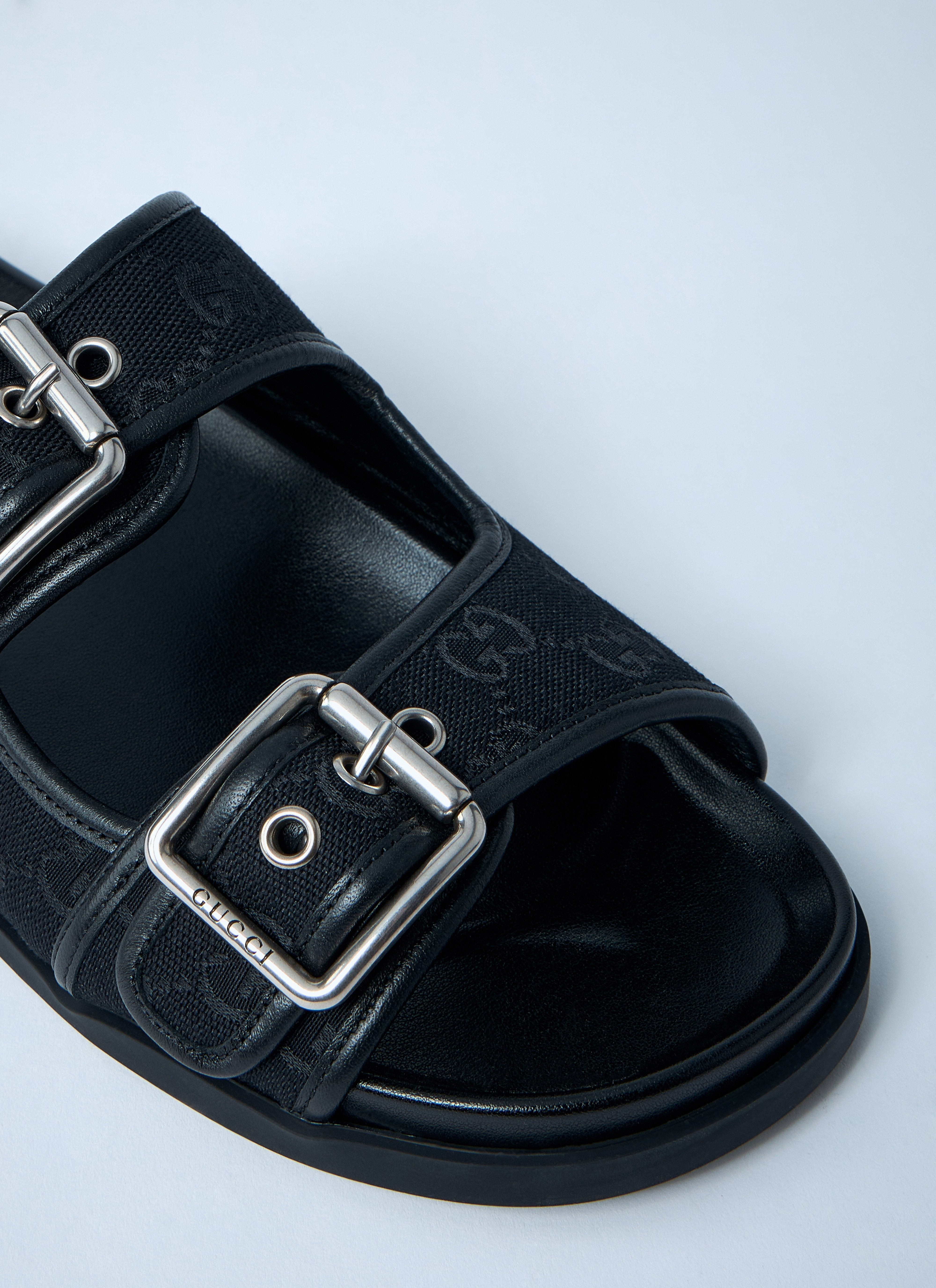 Gucci Men Gg Slide Sandals With Buckles - 3
