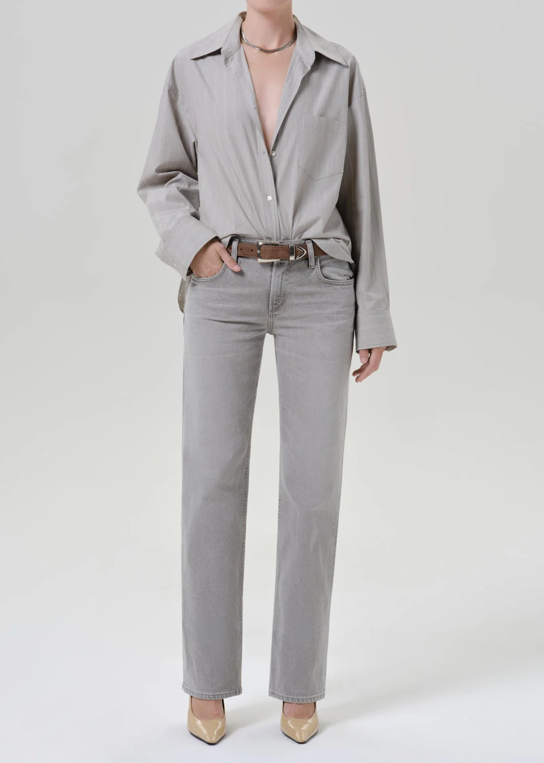 Thea Boyfriend Italian Poplin Shirt In Marseille Stripe - 1