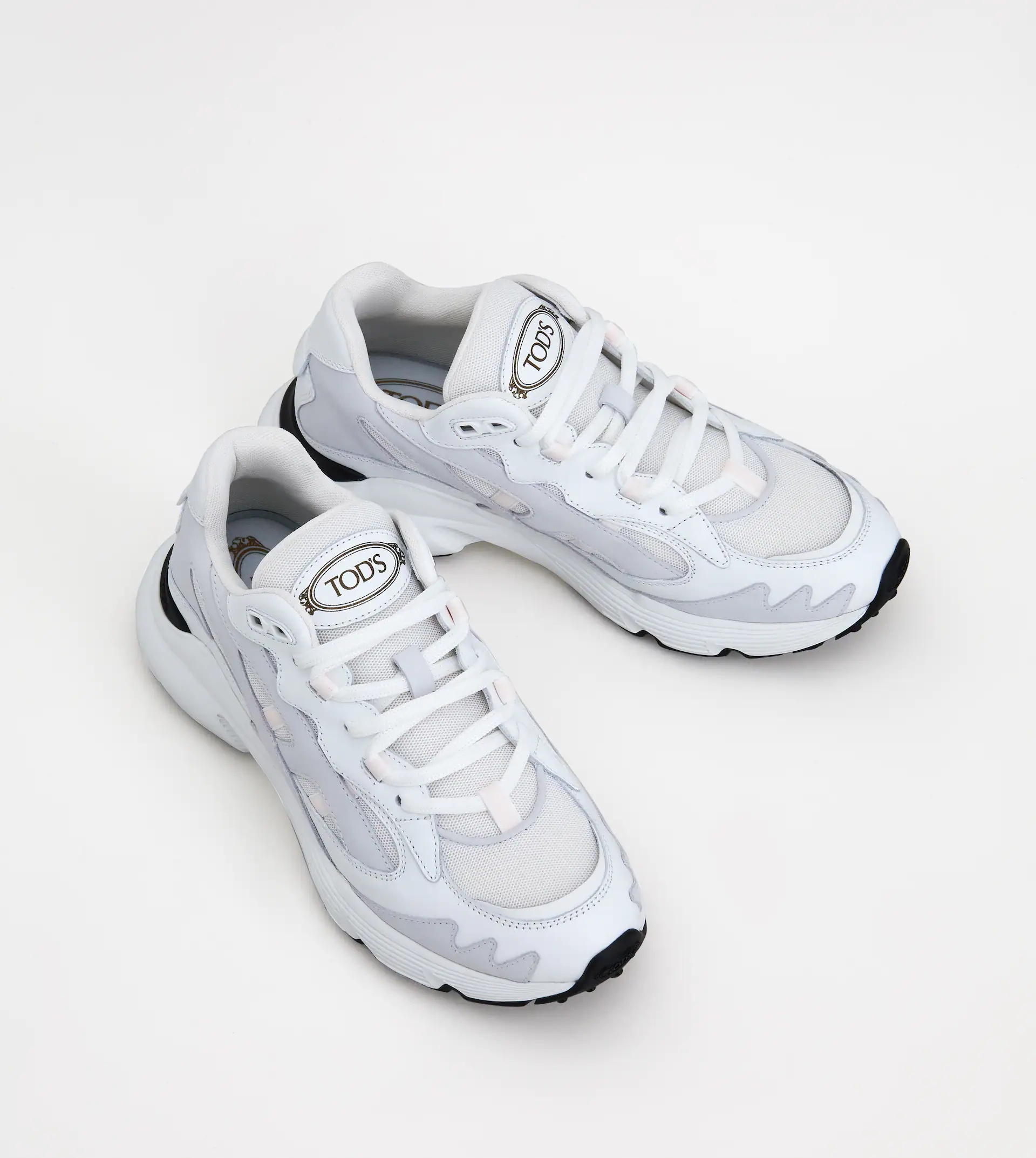SNEAKERS IN LEATHER AND HIGH-TECH FABRIC - WHITE - 3