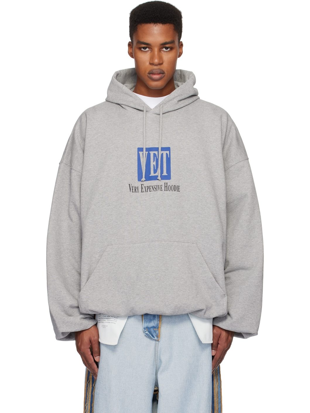 Gray 'VET' Cropped Boxy Hoodie - 1