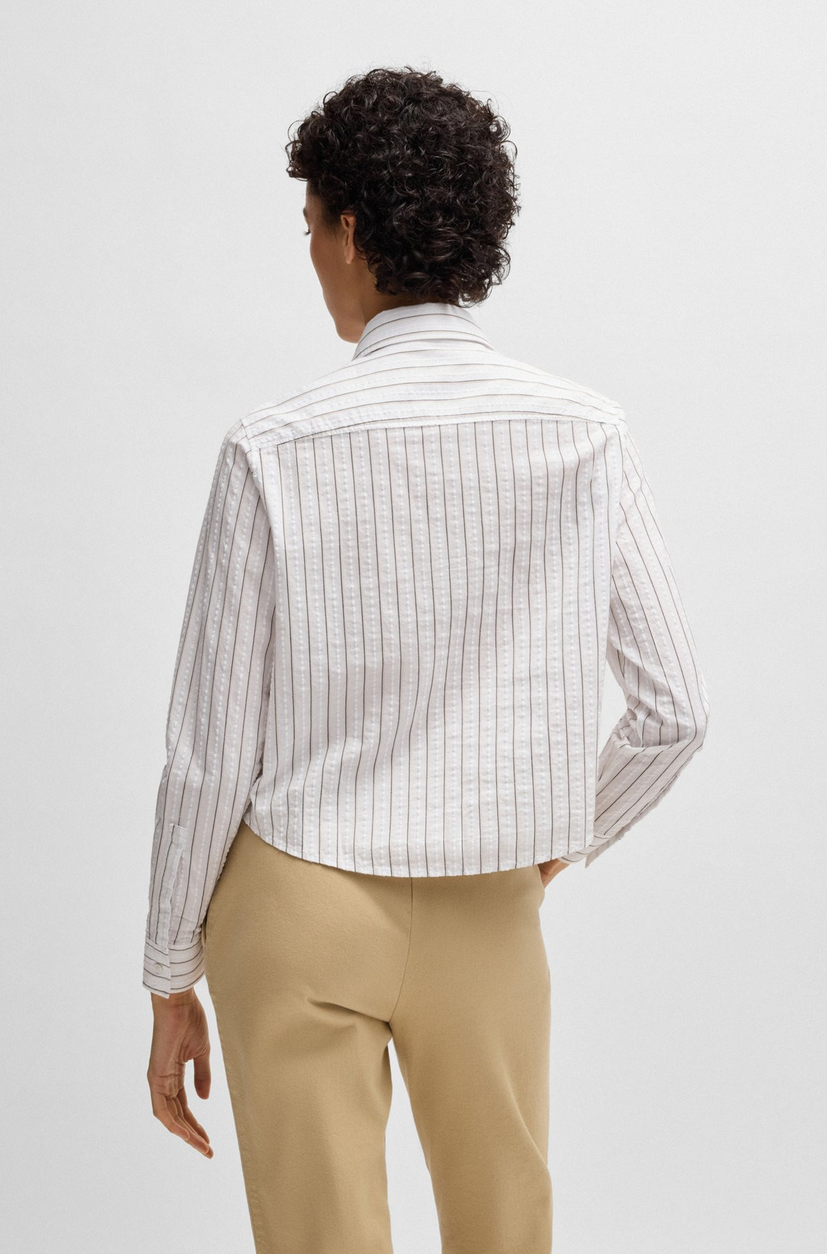 REGULAR-FIT BLOUSE IN A STRIPED COTTON BLEND - 5