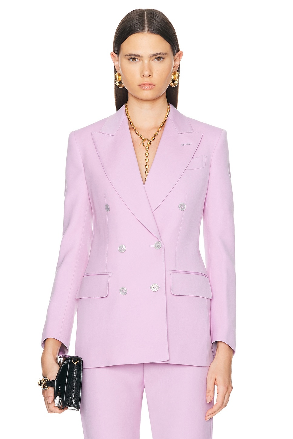 【関税＆送料込み】Tom Ford Wallis Double-Breasted Jacket C SILK AND WOOL TWILL 