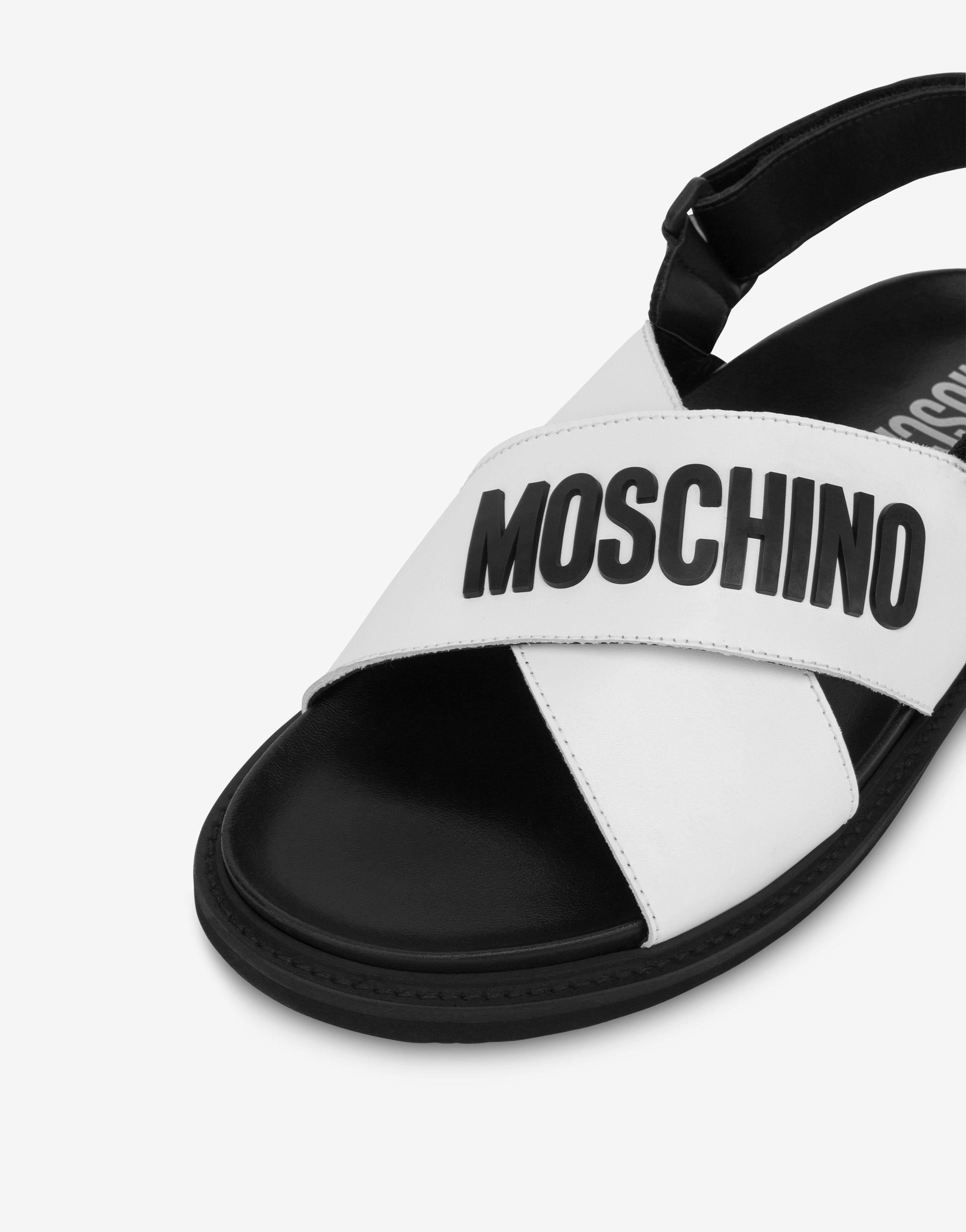 RUBBER LOGO CALFSKIN SANDALS - 4