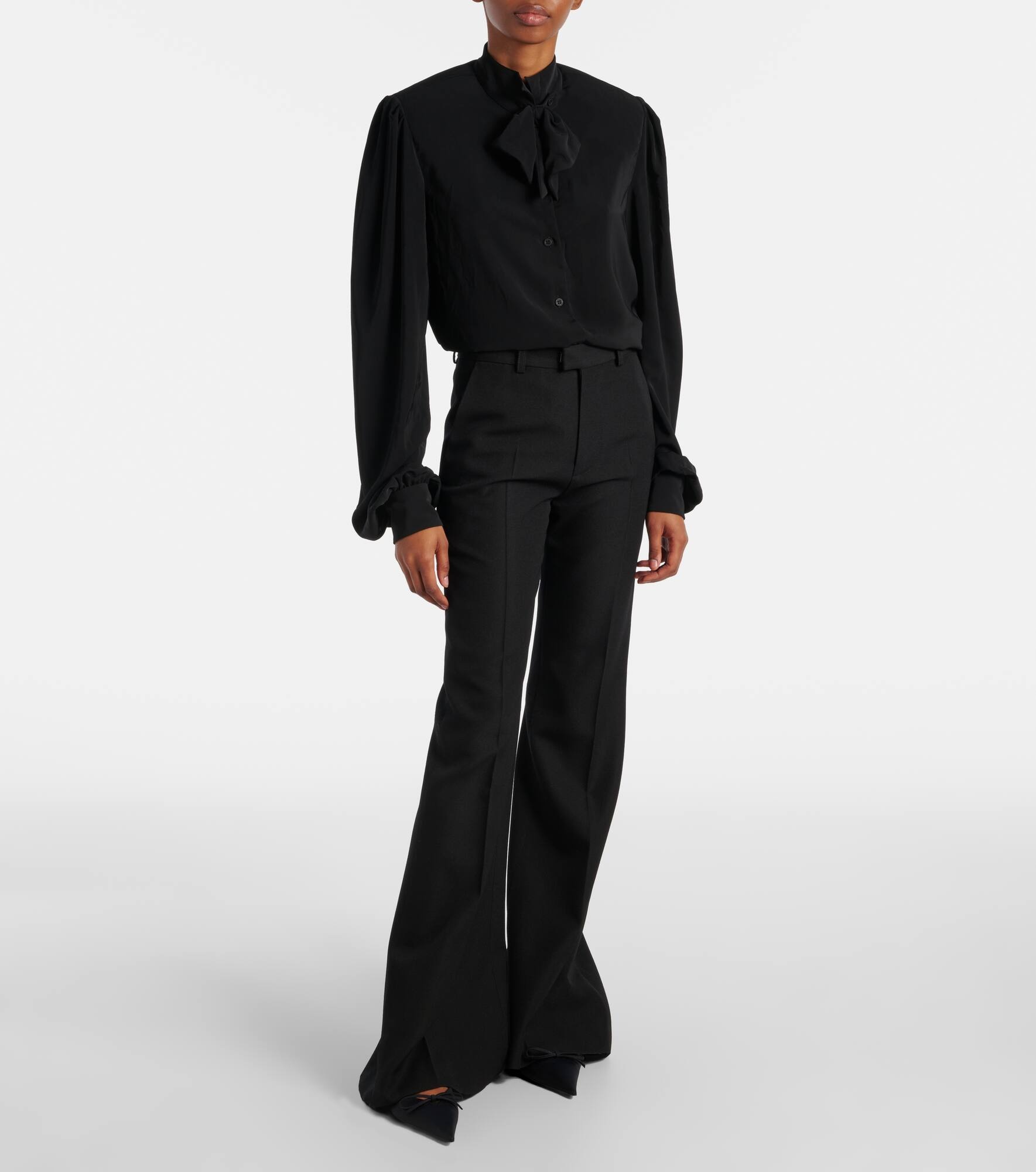 High-rise wool flared pants - 6