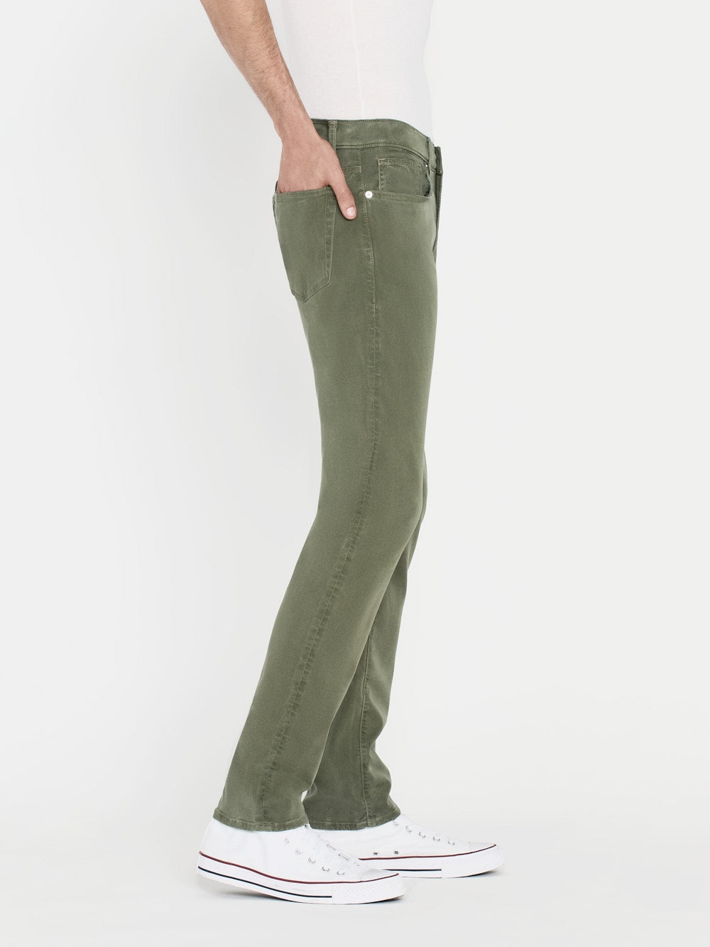 L'Homme Slim Brushed Twill in Washed Military - 4
